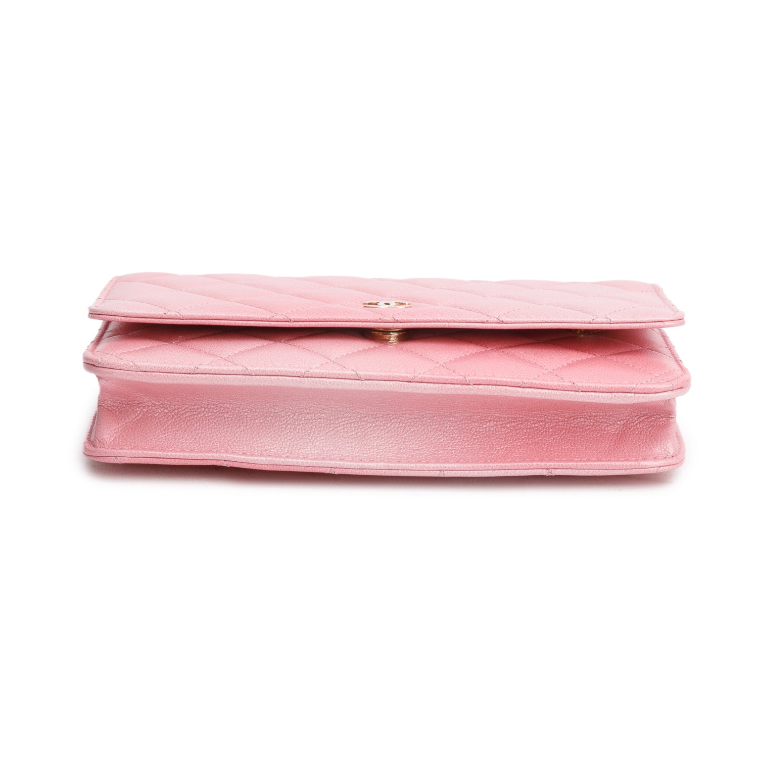 Chanel Pink Cloudy Pearly Goatskin Quilted Wallet on Chain