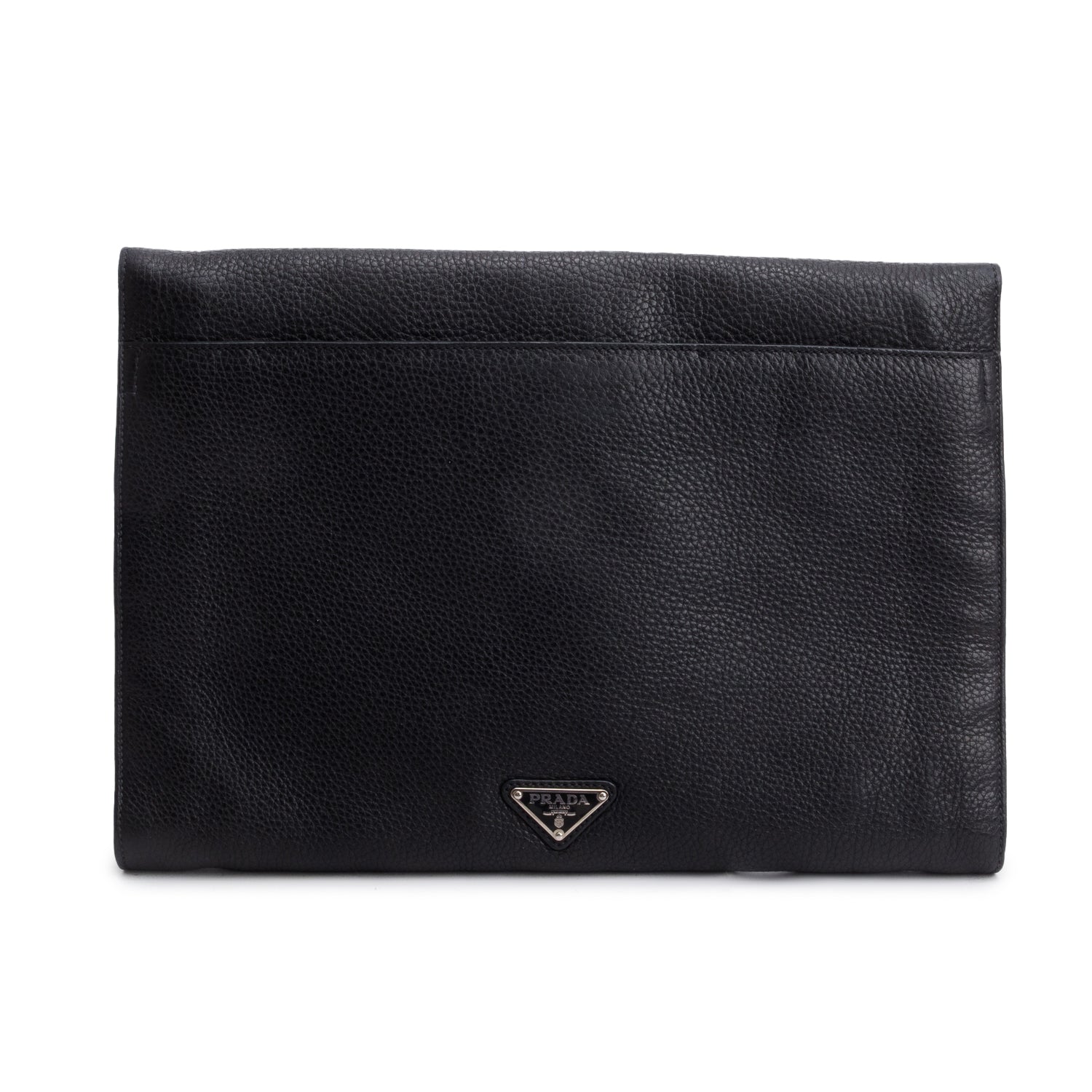 Prada Black Vitello Daino Document Clutch