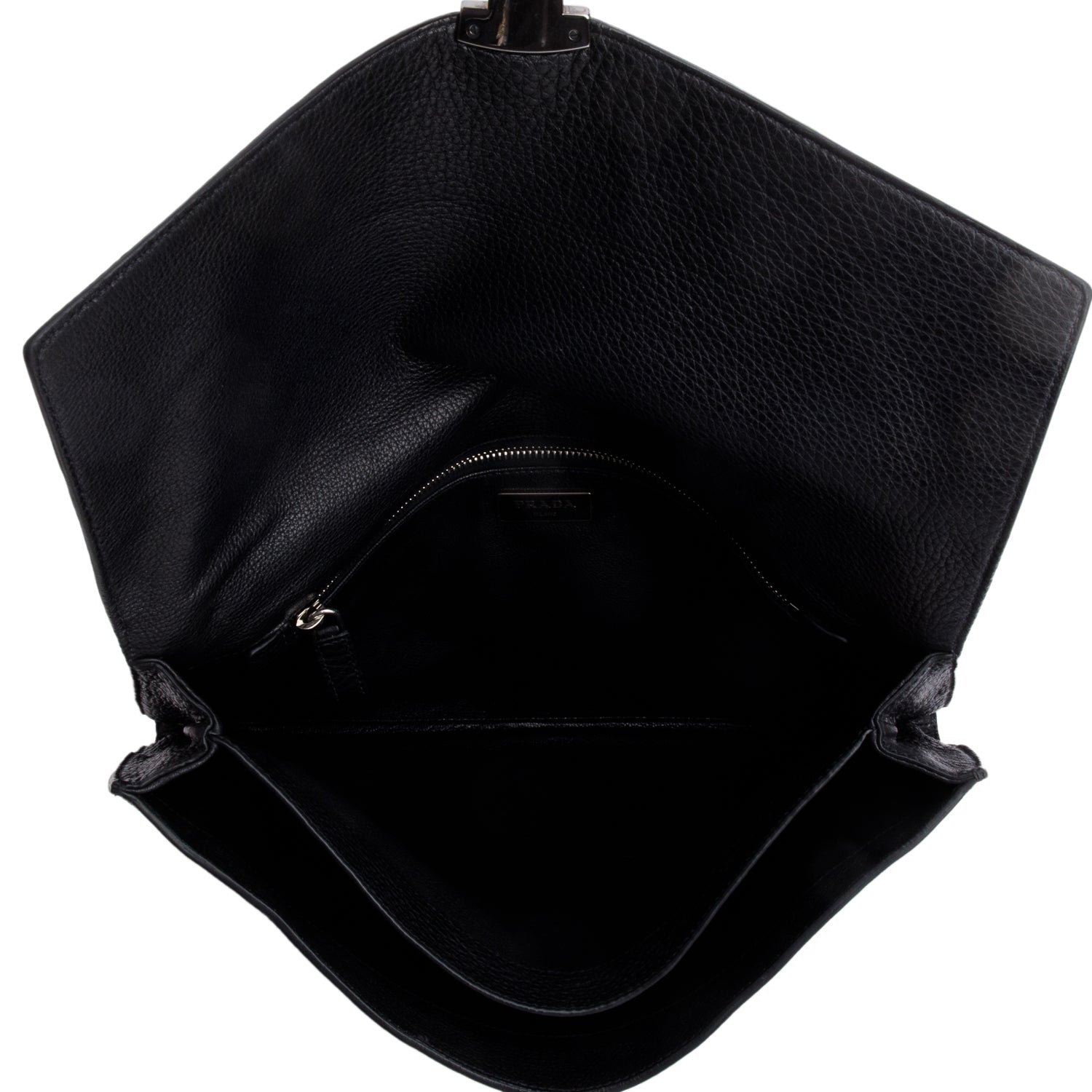 Prada Black Vitello Daino Document Clutch