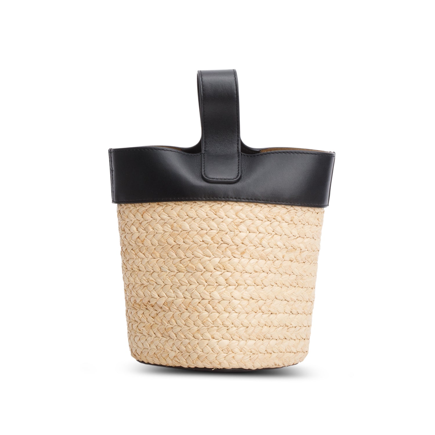Loewe Black Raffia Calfskin Mini Pebble Bucket Bag