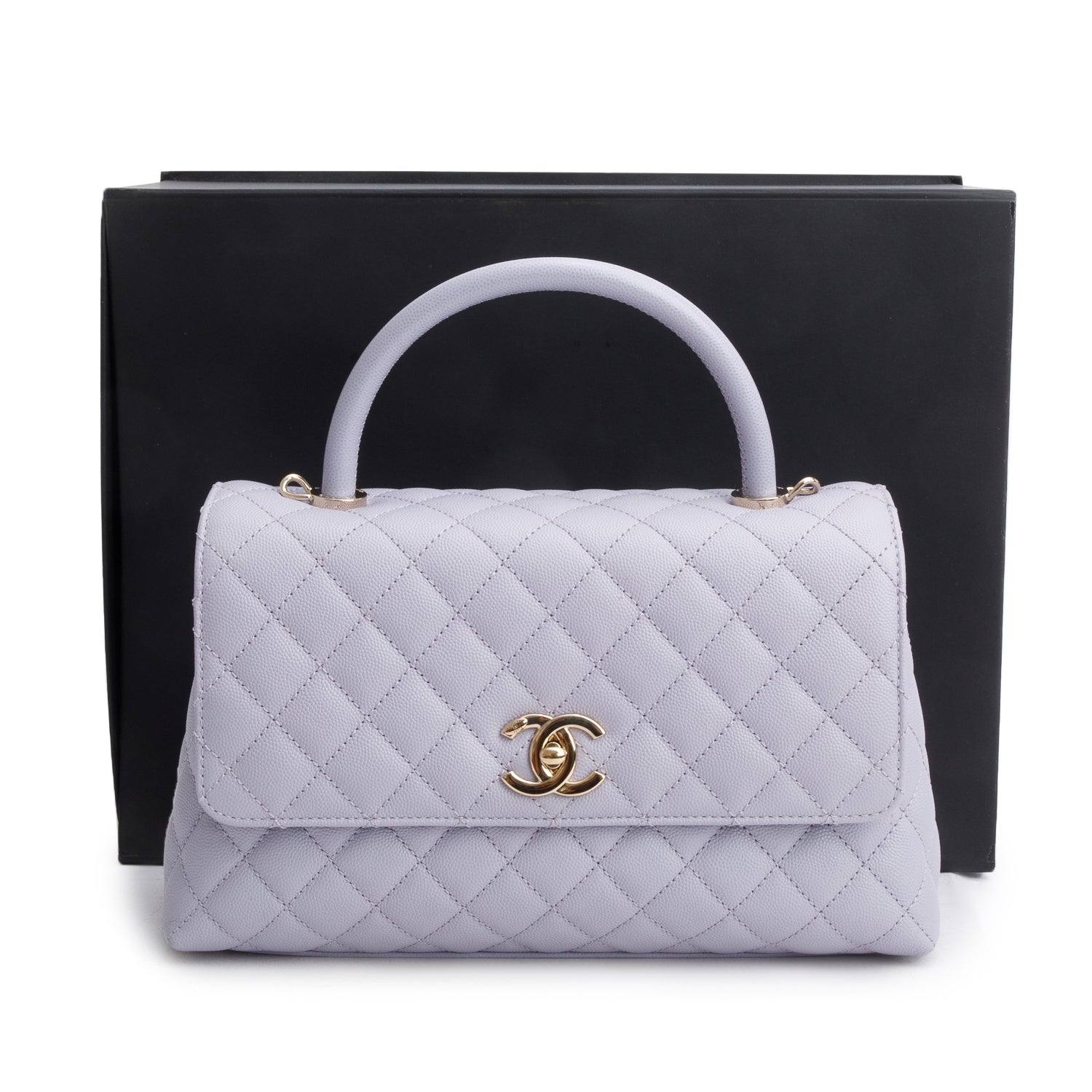 Chanel Purple Caviar Quilted Small Coco Handle Flap w/ Box