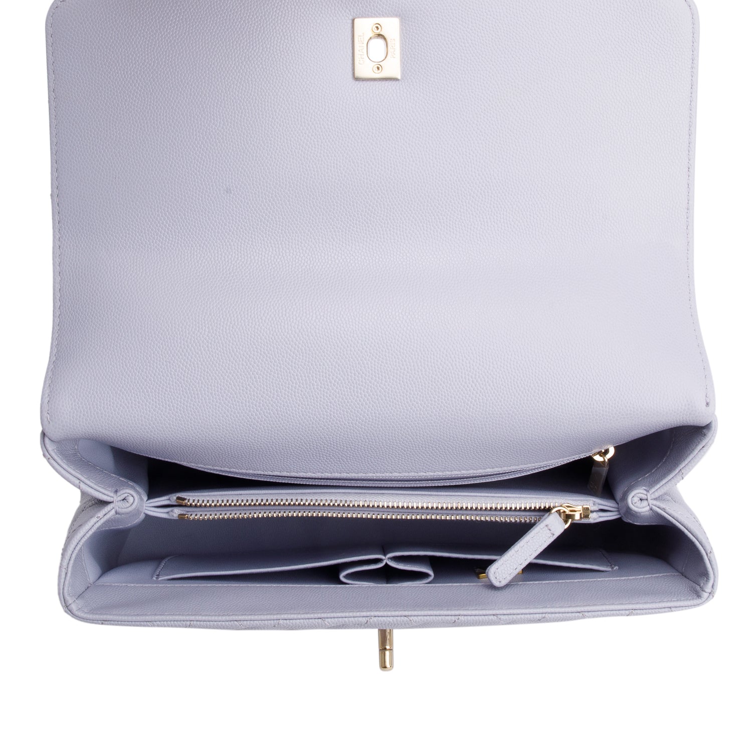 Chanel Purple Caviar Quilted Small Coco Handle Flap w/ Box