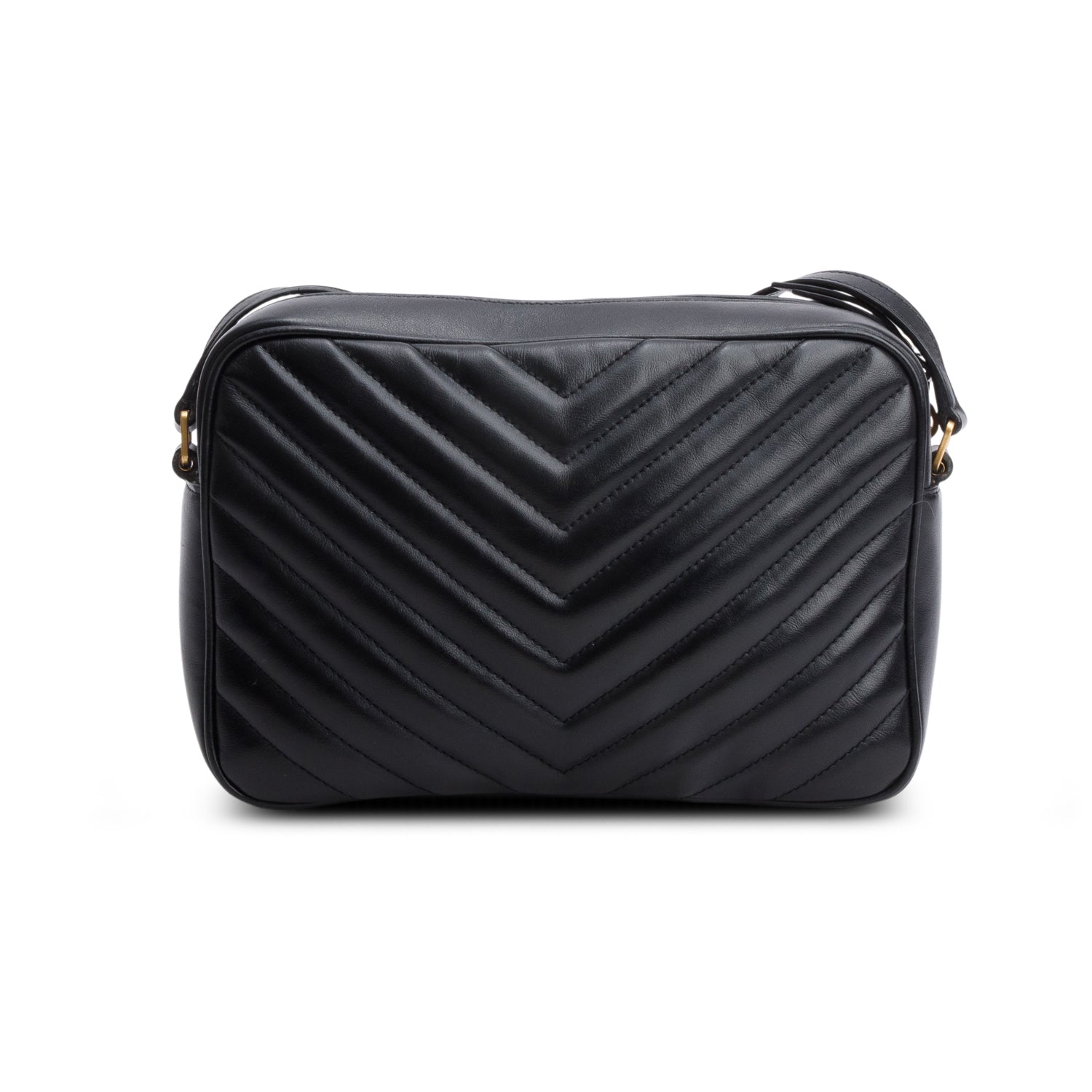 Saint Laurent 2021 Black Calfskin Matelasse Monogram Lou Camera Bag w/ Box