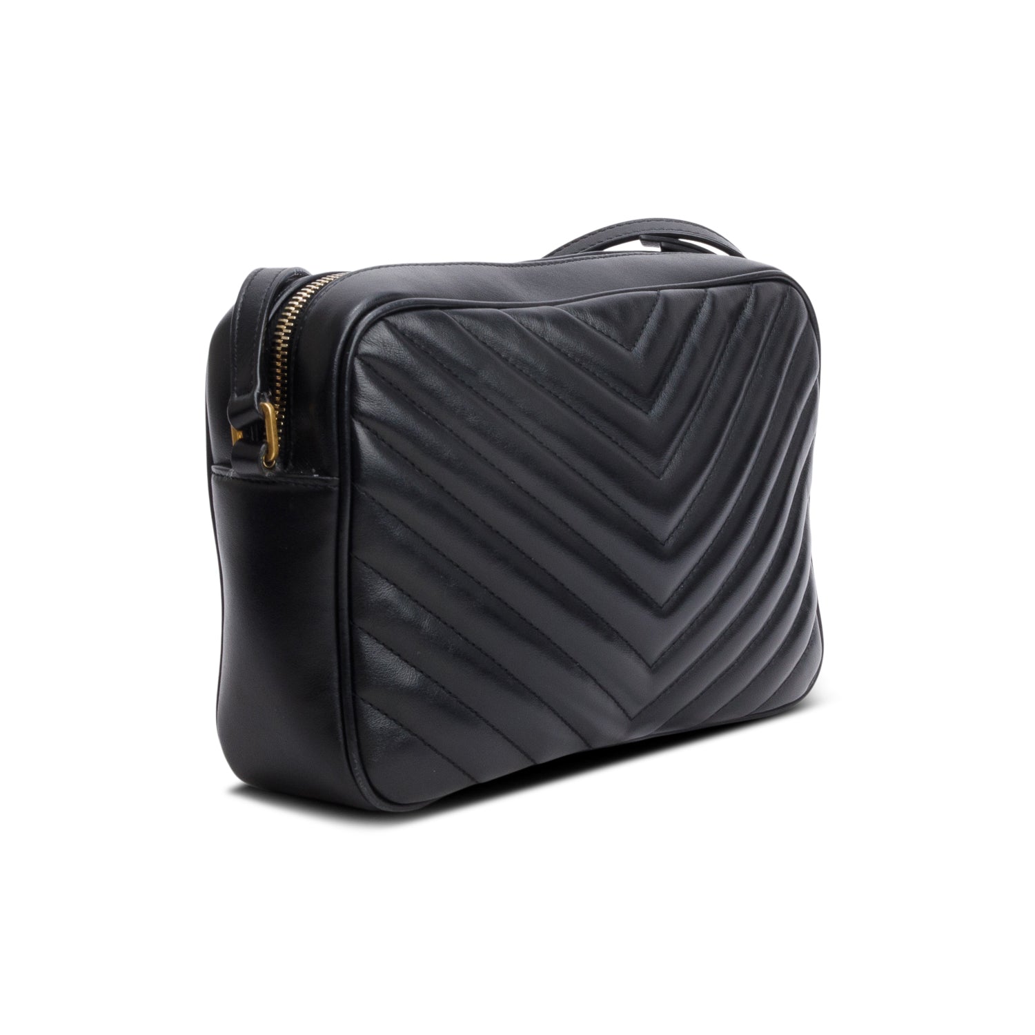 Saint Laurent 2021 Black Calfskin Matelasse Monogram Lou Camera Bag w/ Box