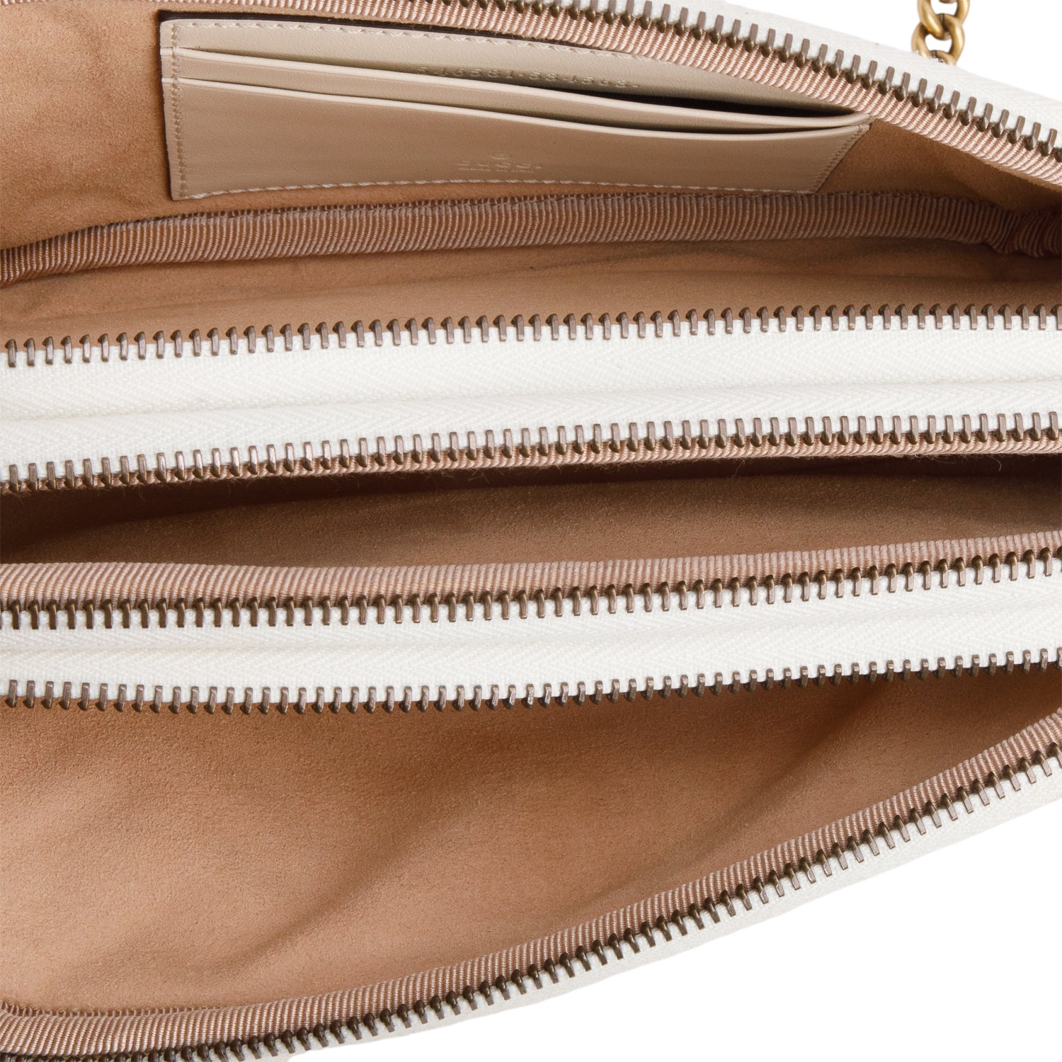 Gucci White Calfskin GG Marmont Triple Zip Crossbody Bag w/ Box