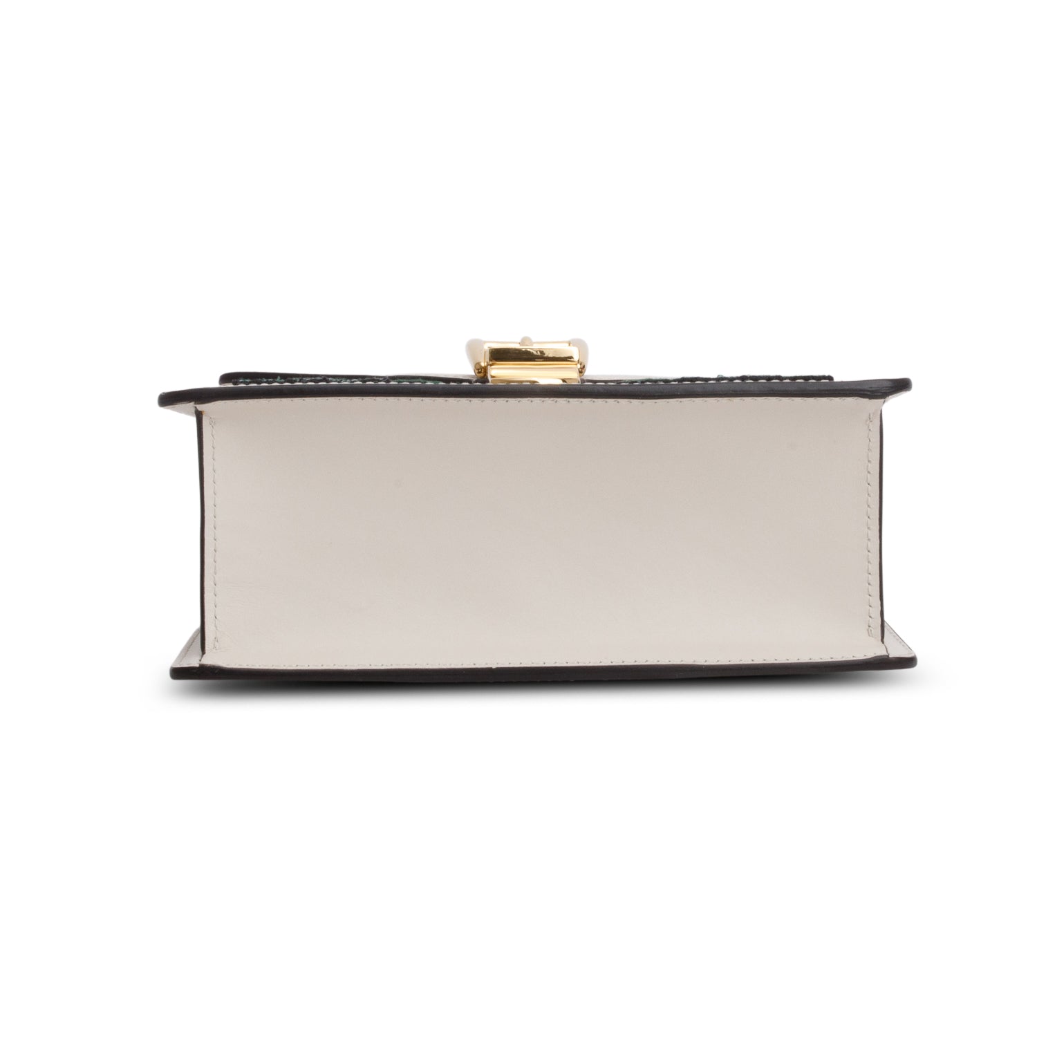 Gucci White Calfskin Embroidered Mini Sylvie Top Handle Bag w/ Strap