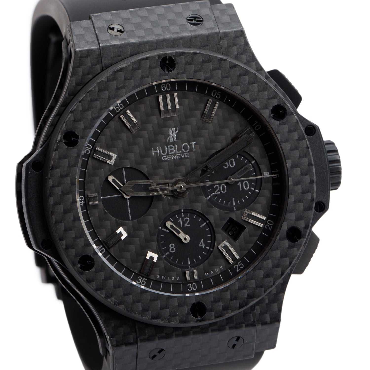 Hublot Black Carbon Fiber Big Bang 44 MM Automatic Chronograph Watch Black Carbon Fiber Dial w/ Box & Papers