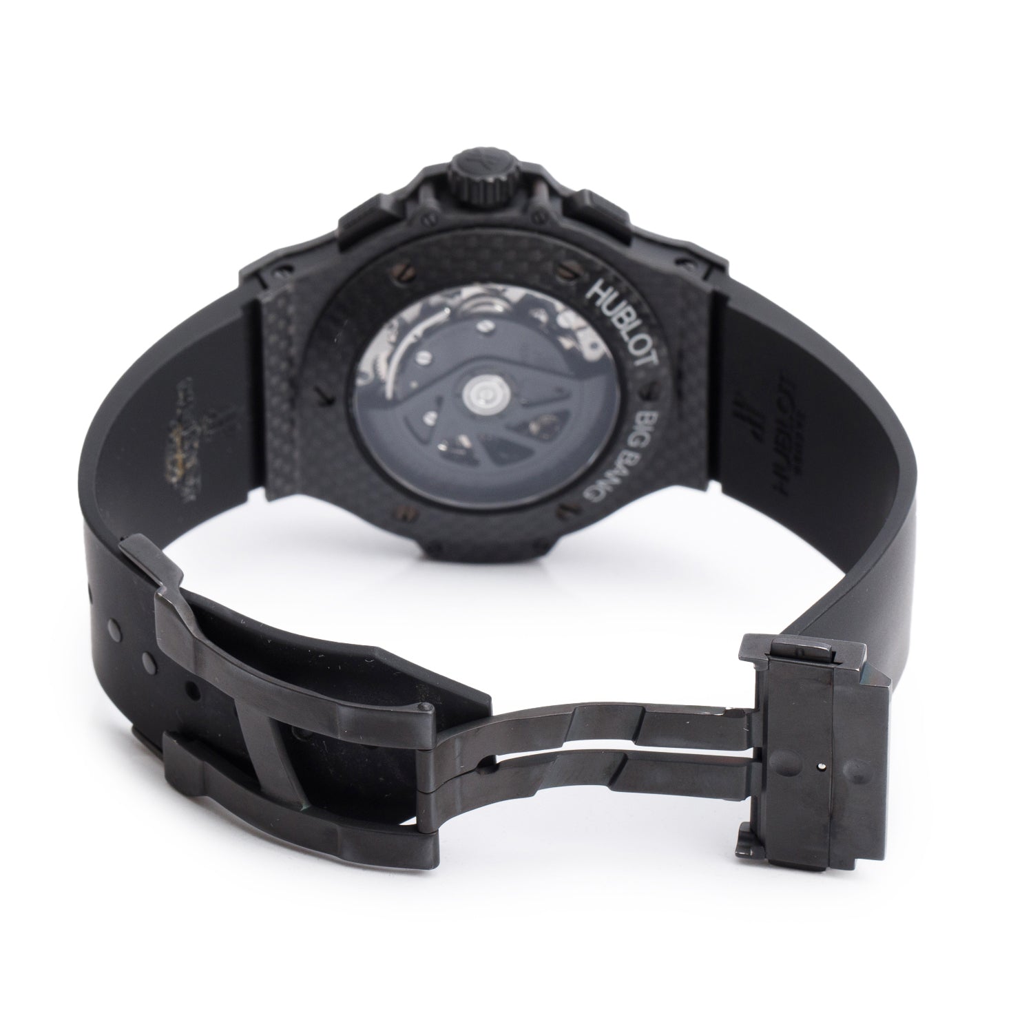 Hublot Black Carbon Fiber Big Bang 44 MM Automatic Chronograph Watch Black Carbon Fiber Dial w/ Box & Papers