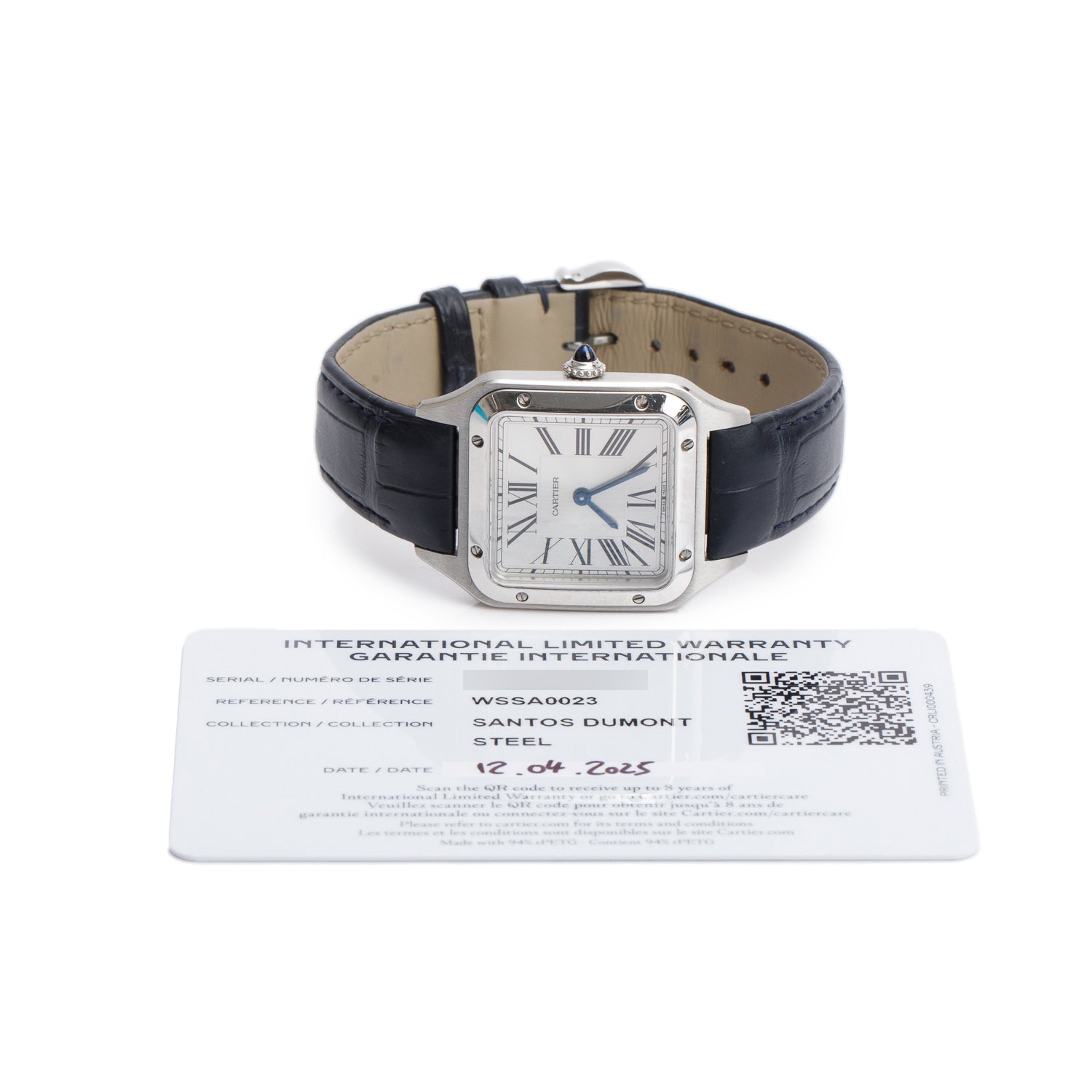 Cartier 2025 Stainless Steel Santos Dumont Watch, Small Model 4242 w/ Box & Papers