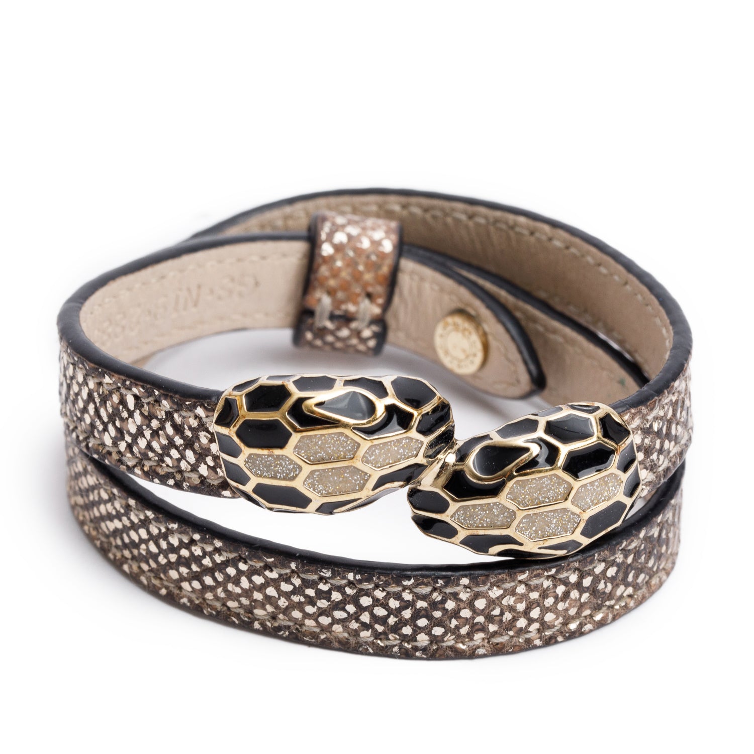 BVLGARI Serpenti Forever Double Wrap Metallic Python Bracelet