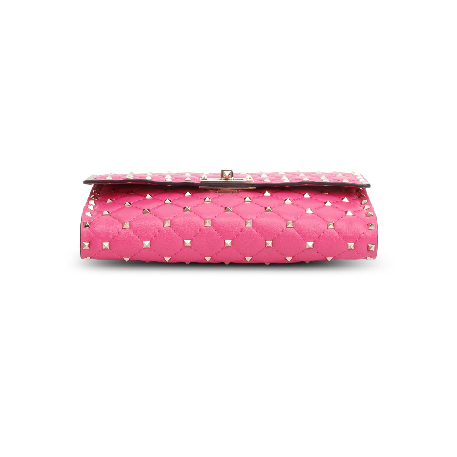 Valentino Pink Lambskin Rockstud Spike Wallet on Chain