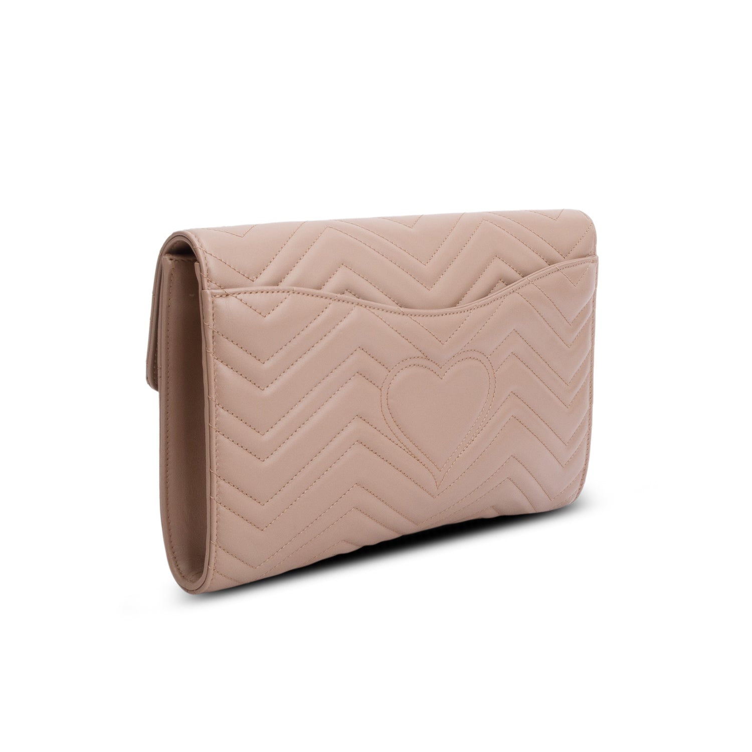 Gucci Beige Calfskin Matelasse GG Marmont Clutch