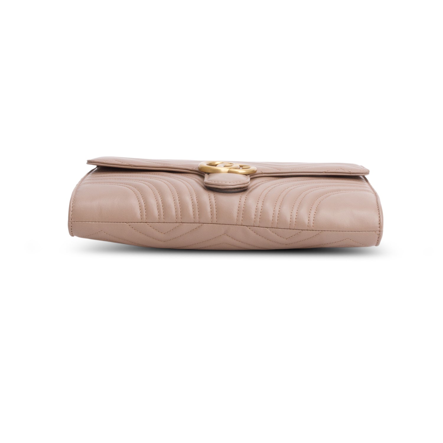 Gucci Beige Calfskin Matelasse GG Marmont Clutch