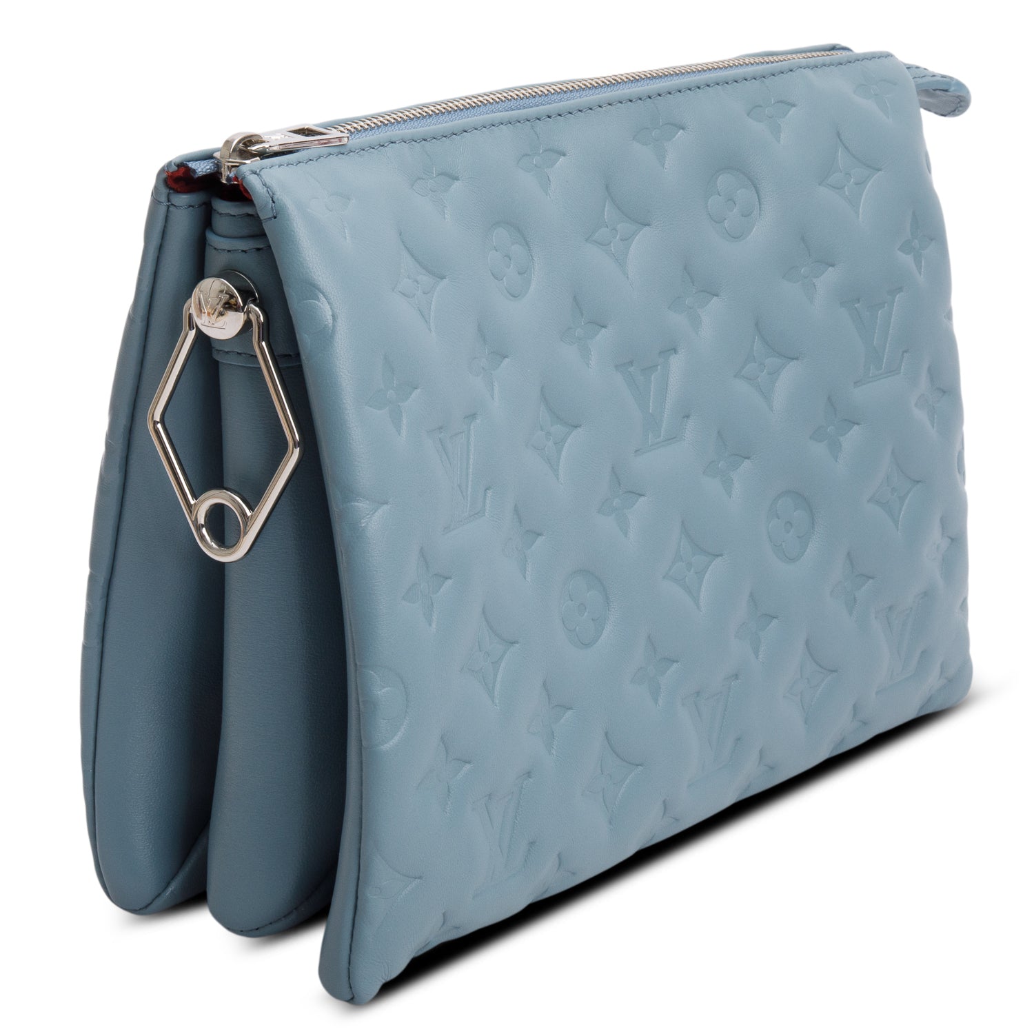 Louis Vuitton Blue Monogram Embossed Lambskin Leather Coussin PM w/ Straps