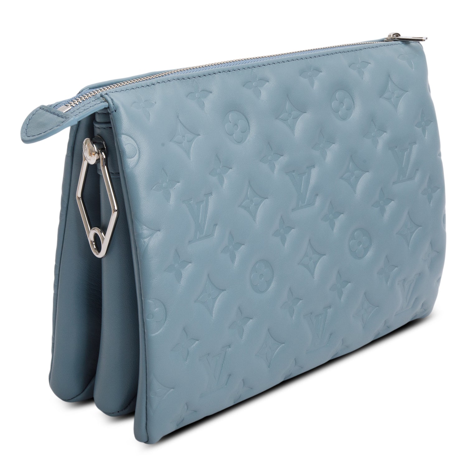 Louis Vuitton Blue Monogram Embossed Lambskin Leather Coussin PM w/ Straps