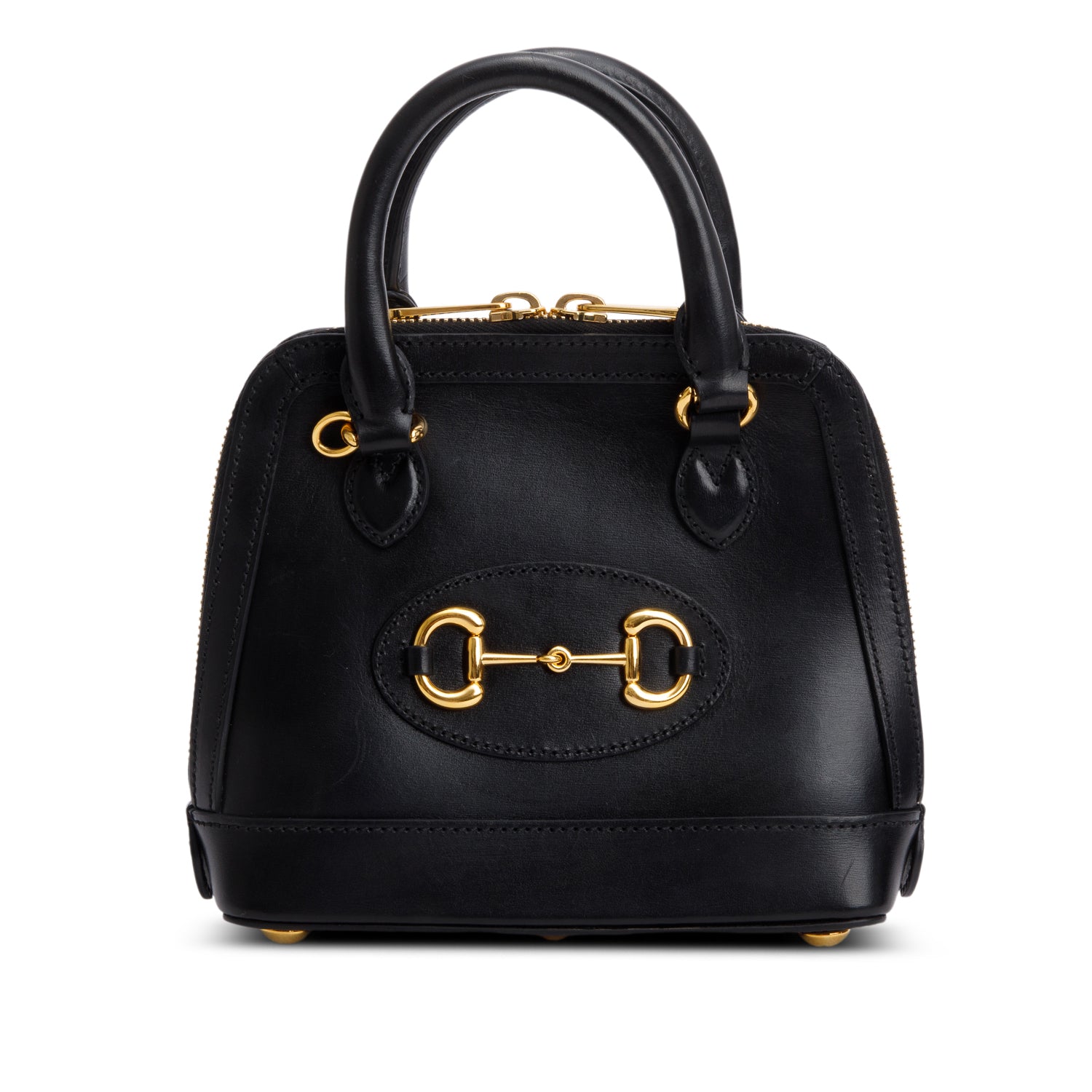 Gucci Black Azalea Calfskin Mini Horsebit 1955 Top Handle Bag w/ Strap