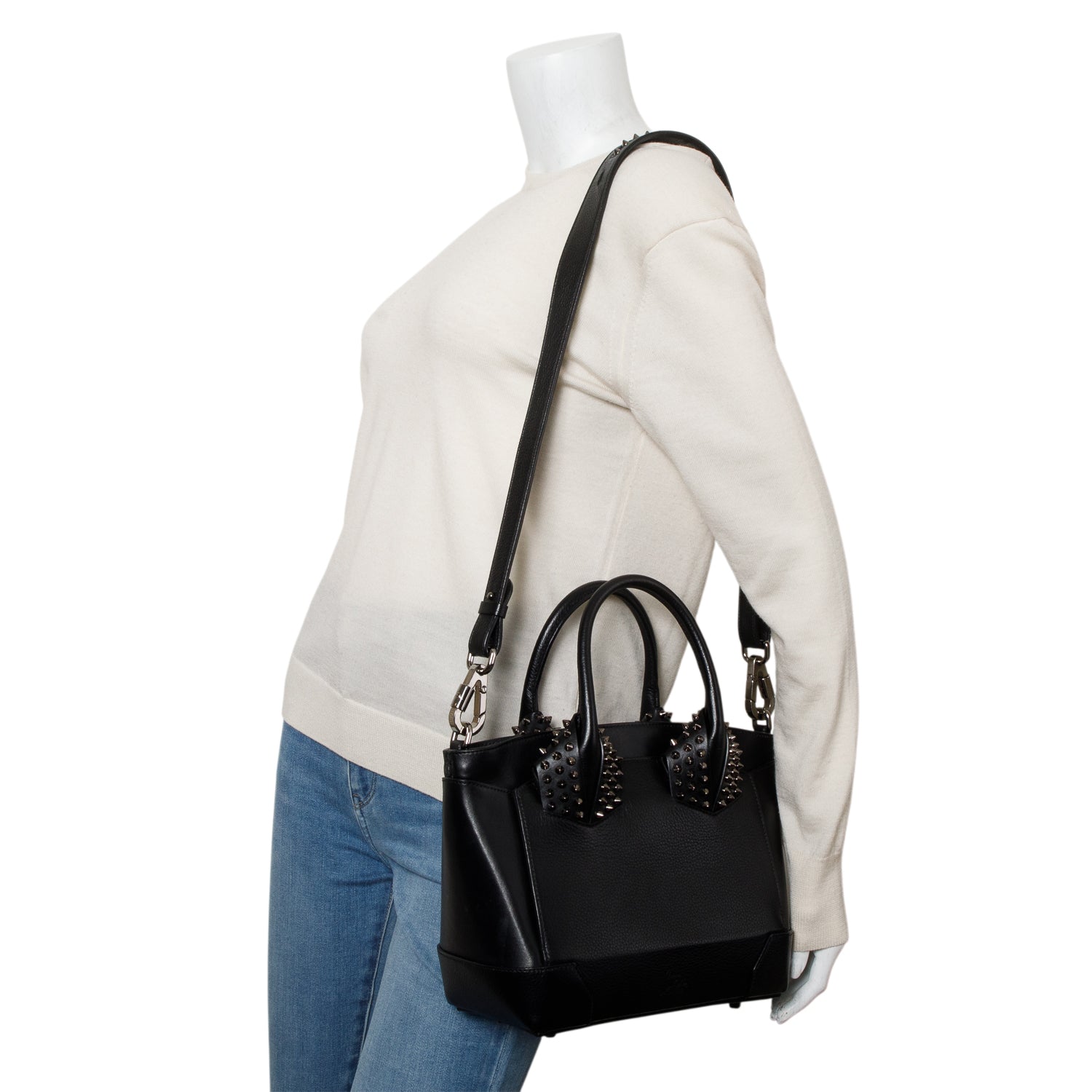 Christian Louboutin Black Grained Calfskin Small Eloise Tote w/ Strap