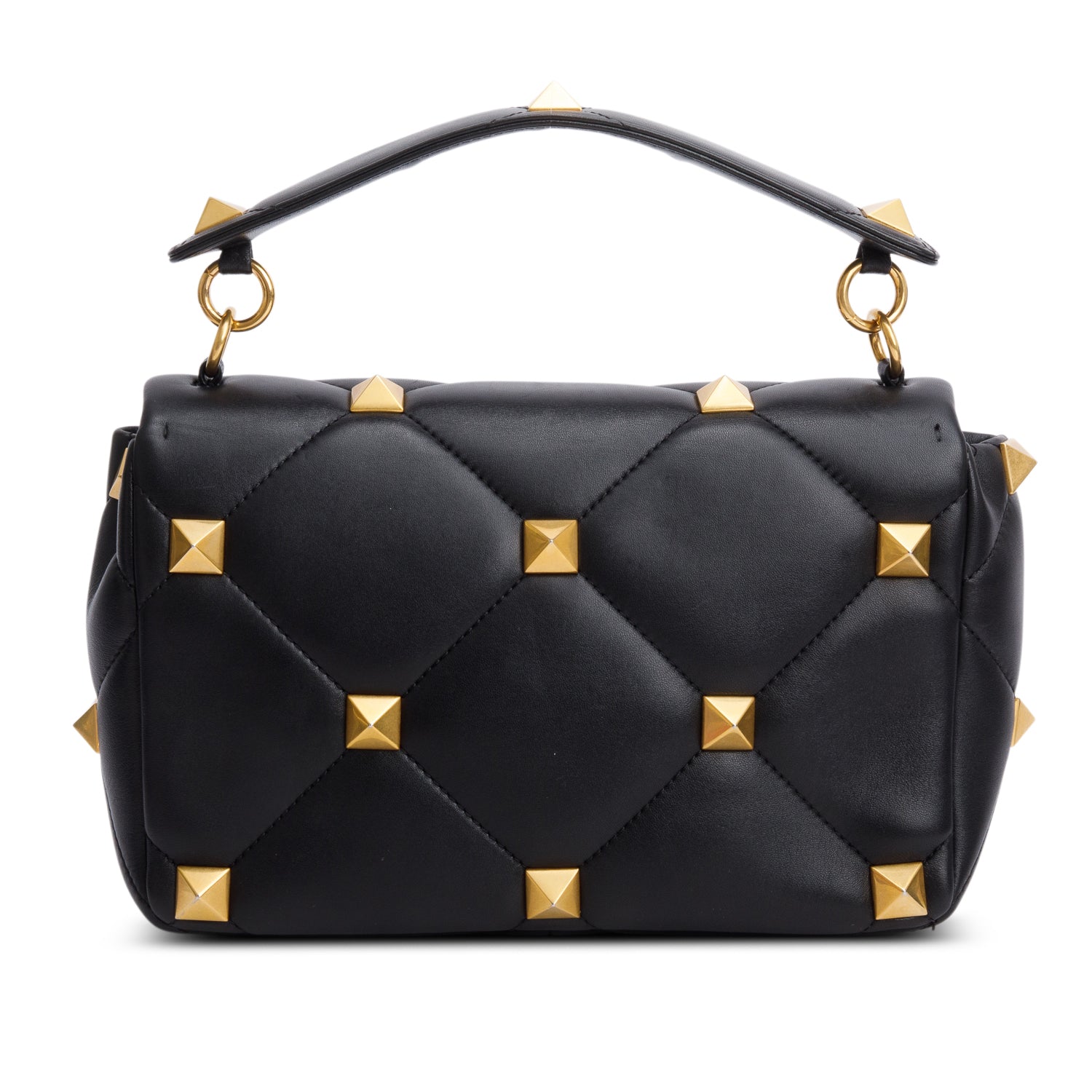 Valentino Black Nappa Medium Roman Stud Shoulder Bag