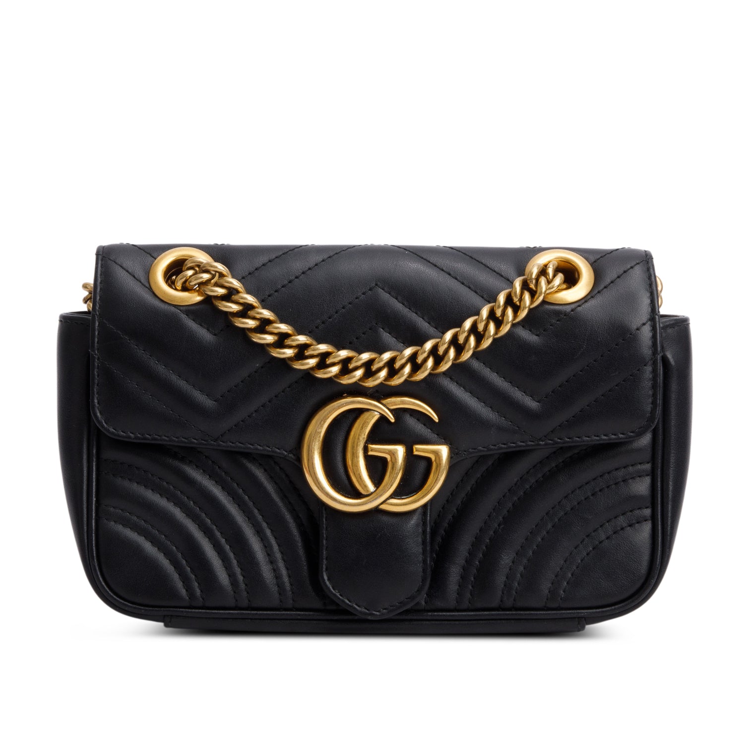 Gucci Black GG Marmont Matelasse Small Shoulder Bag