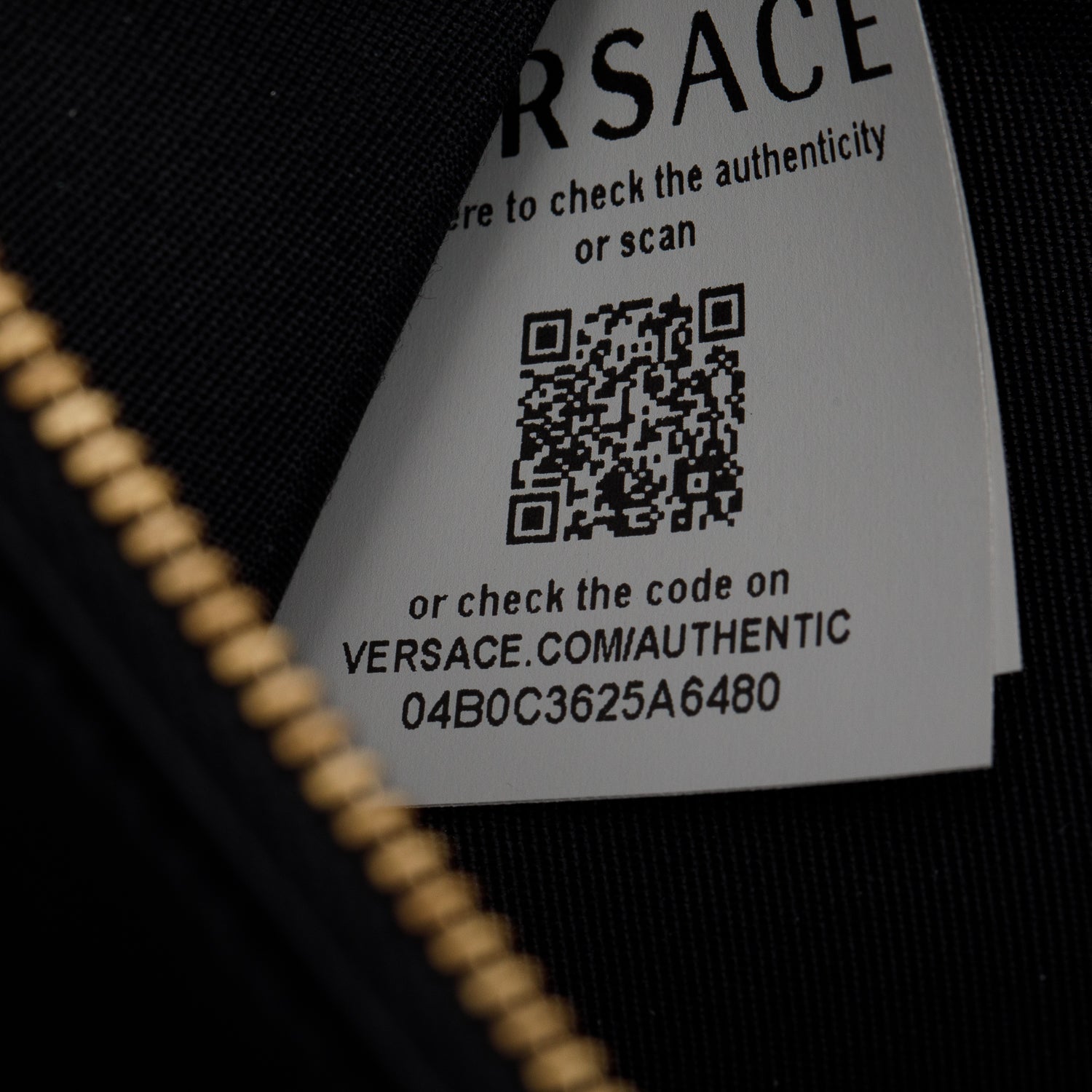 Versace Black Lambskin Virtus Crystal Embellished  Wallet on Chain