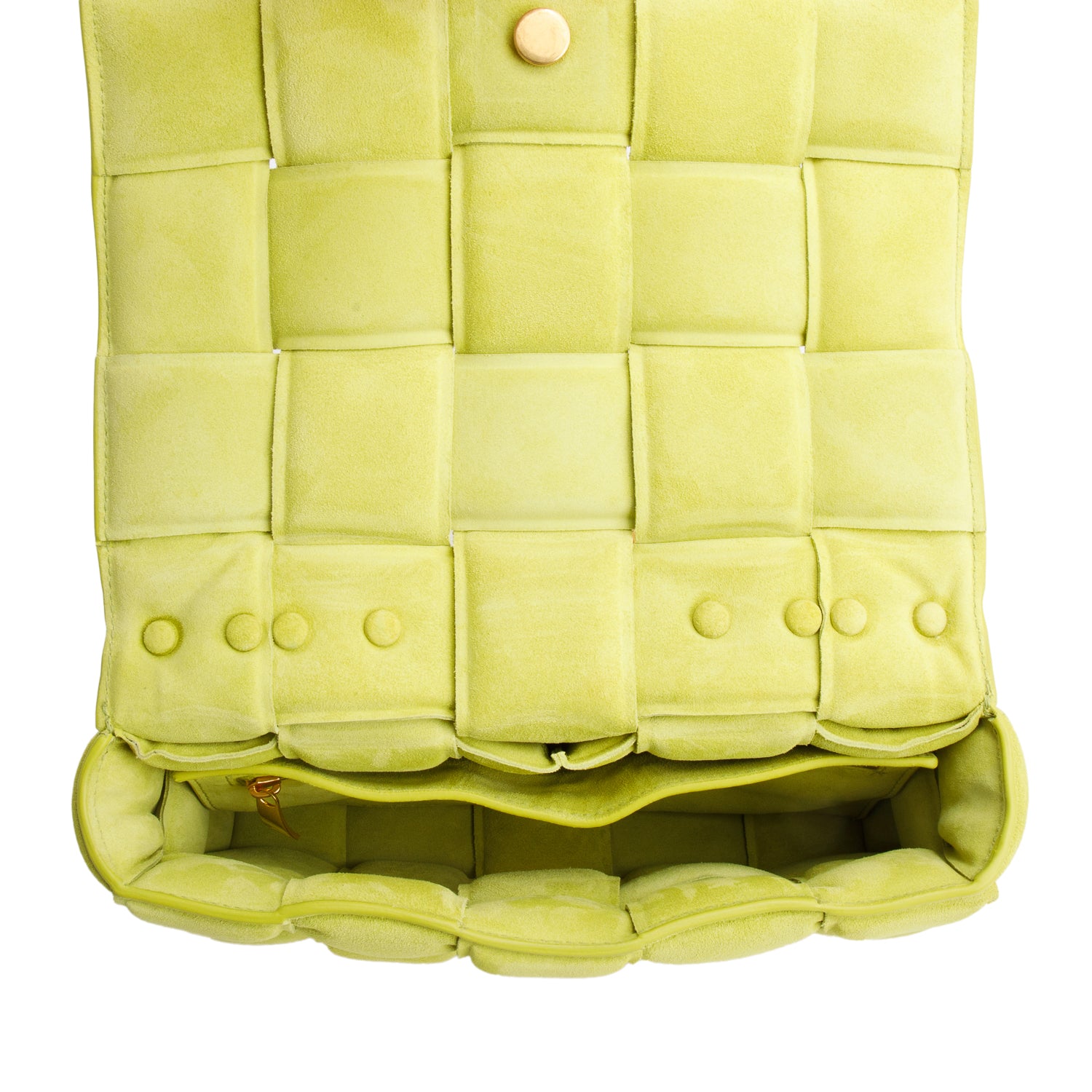 Bottega Veneta Green Suede Padded Leather Maxi Chain Cassette Bag