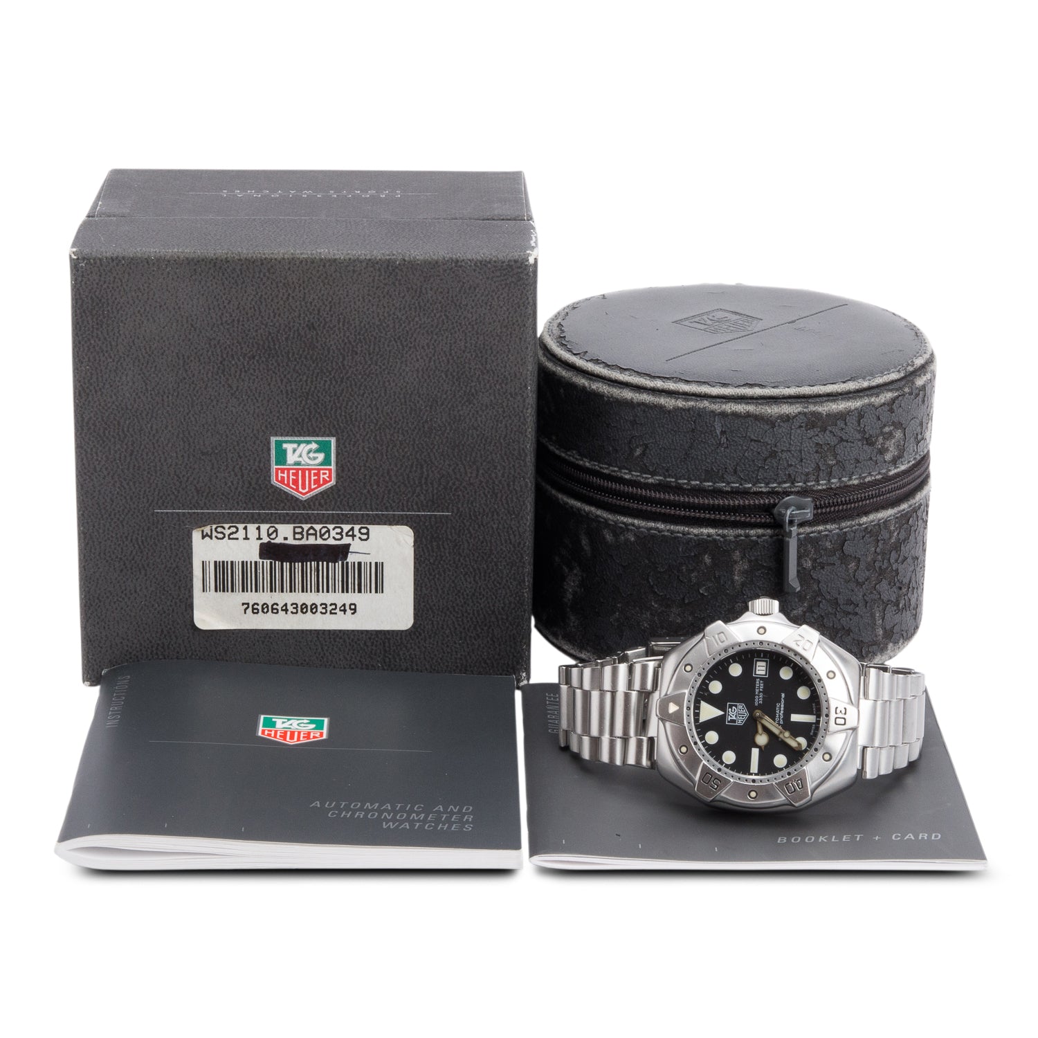 Tag Heuer Stainless Steel Super Professional 43 MM Automatic Watch Black Dial WS2110-3 w/ Box & Papers