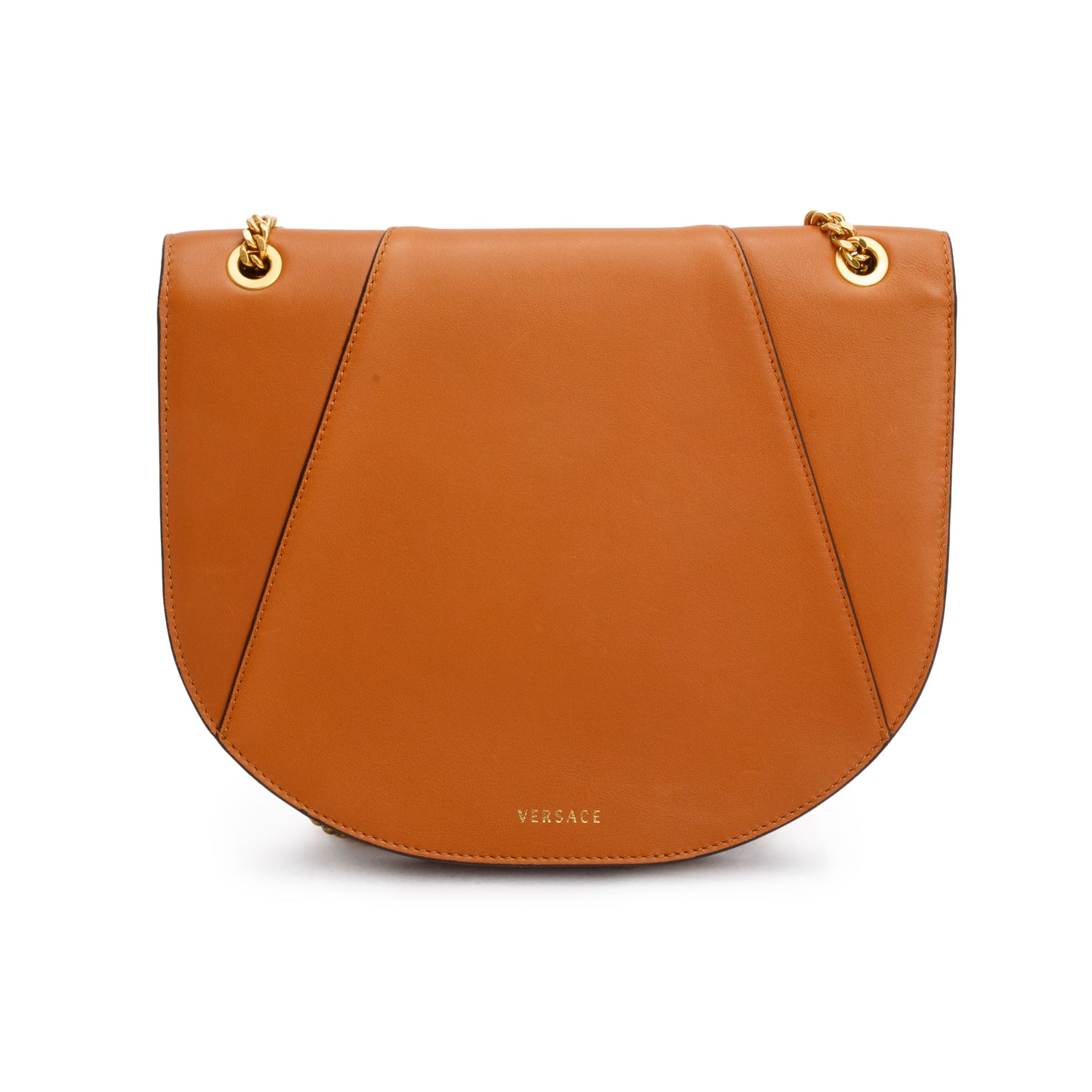 Versace Brown Nappa Leather Virtus Shoulder Bag