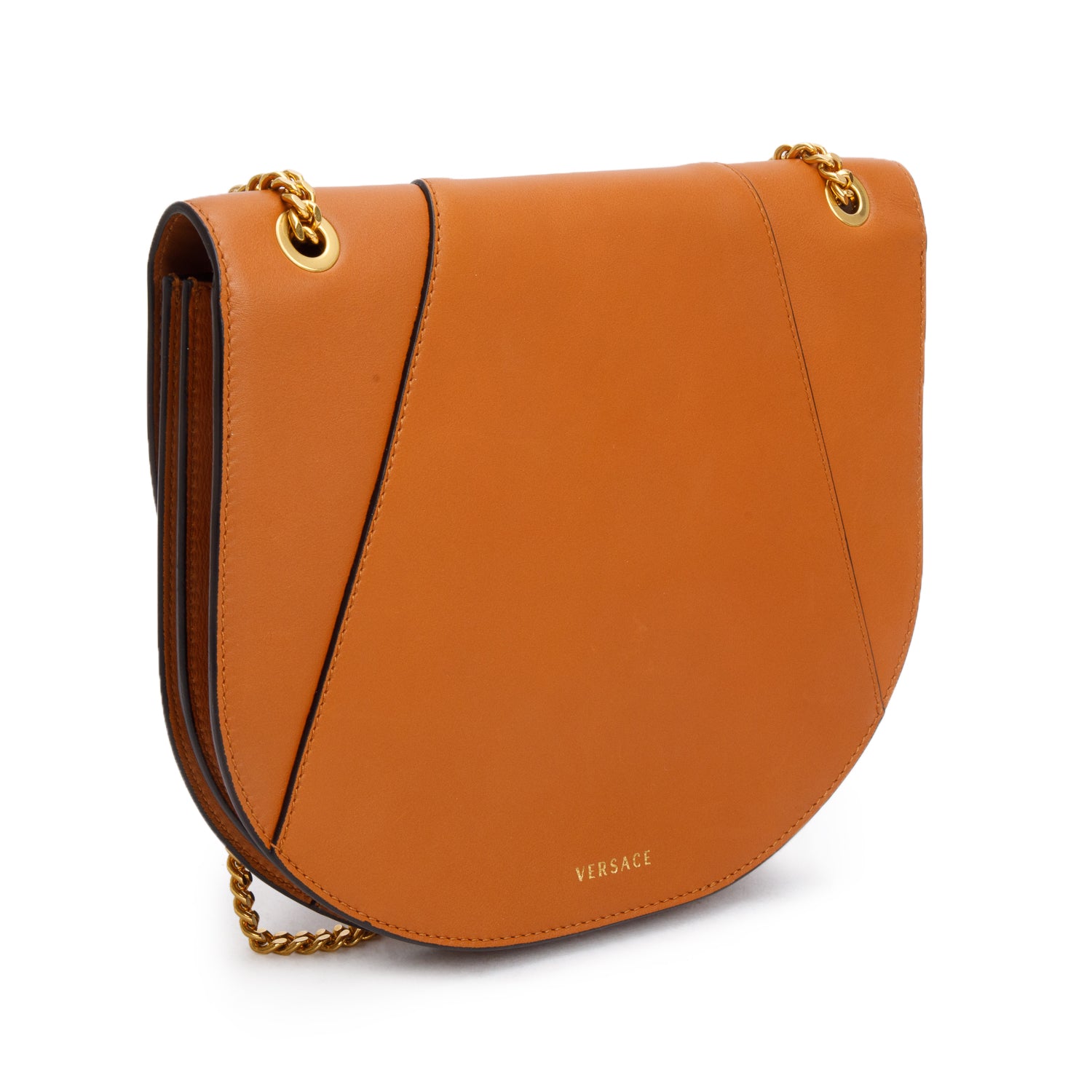 Versace Brown Nappa Leather Virtus Shoulder Bag