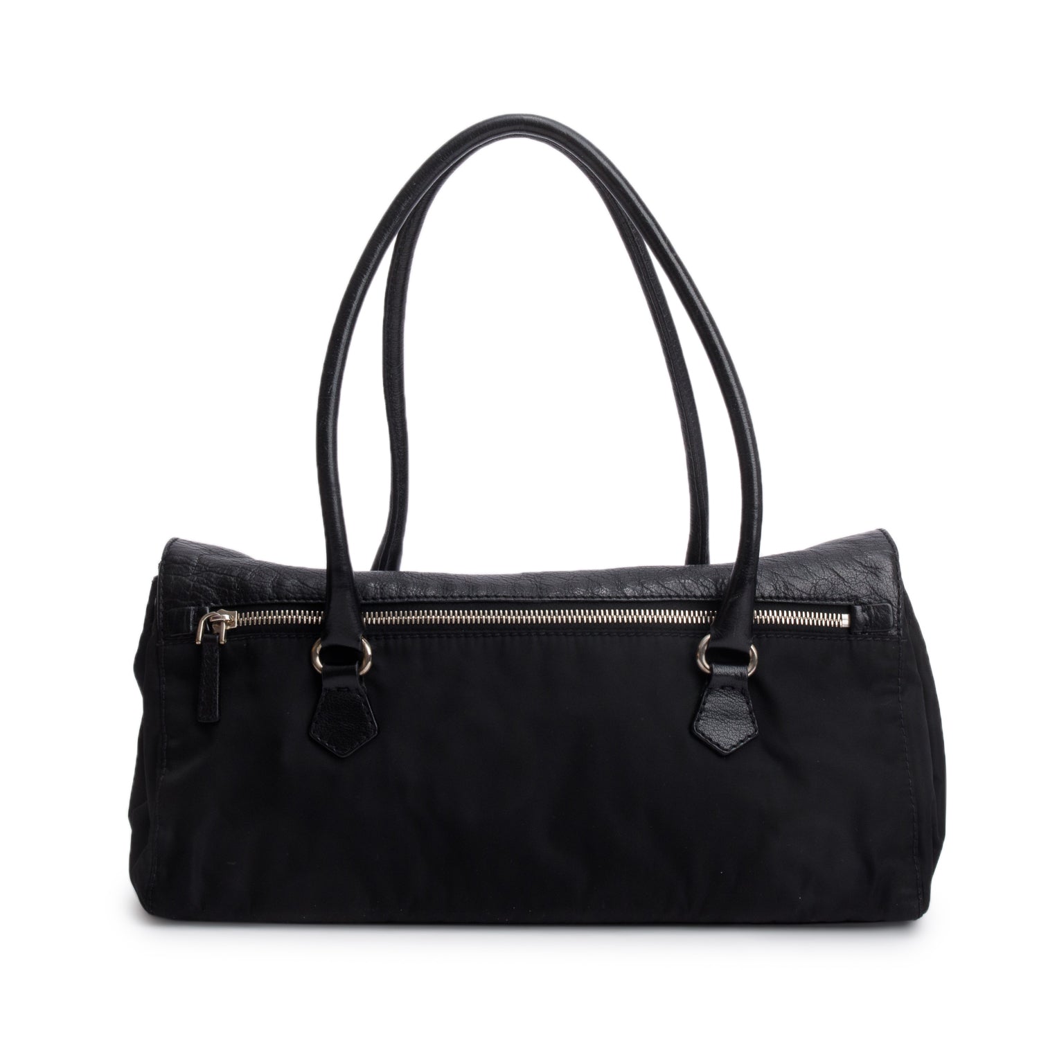 Prada Black Tessuto Nylon Bufalo Leather Easy Shoulder Bag w/ Box