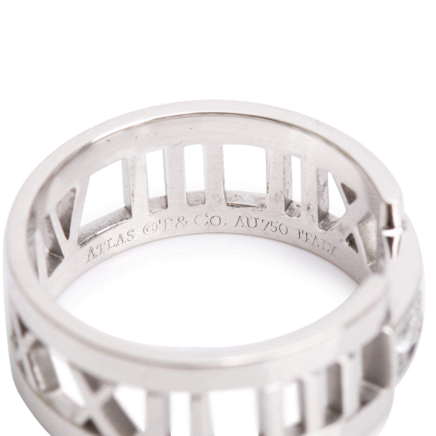 Tiffany & Co. 18k White Gold Diamond Wide Atlas Open Ring, Size 7.25