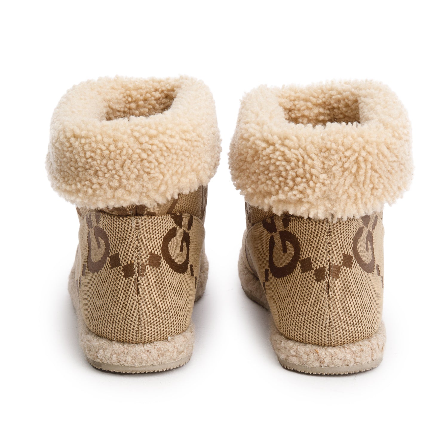 Gucci Beige Jumbo GG Wool Ankle Boots, Size 39 w/ Box