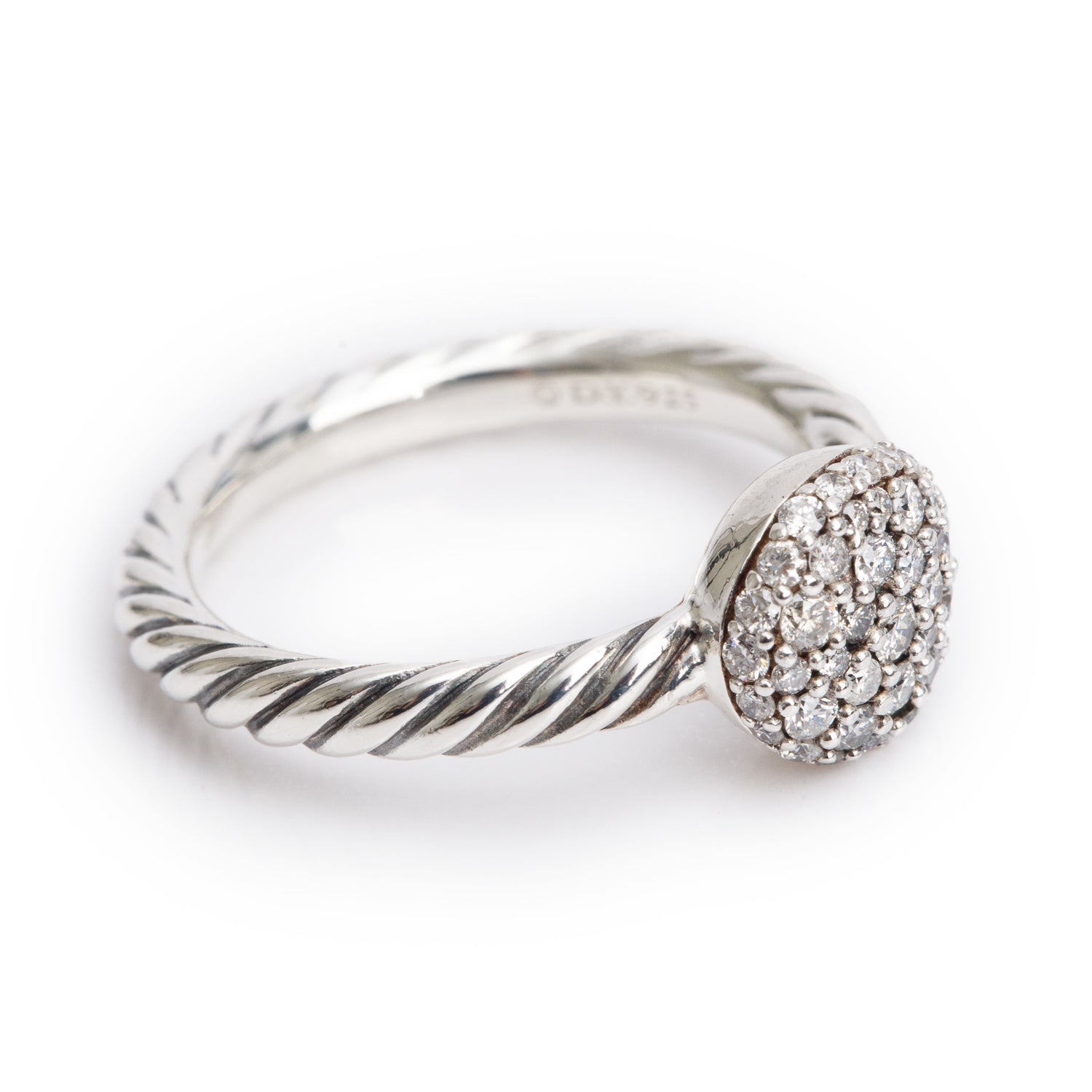 David Yurman Sterling Silver Diamond Petite Cable Ring, Size 4