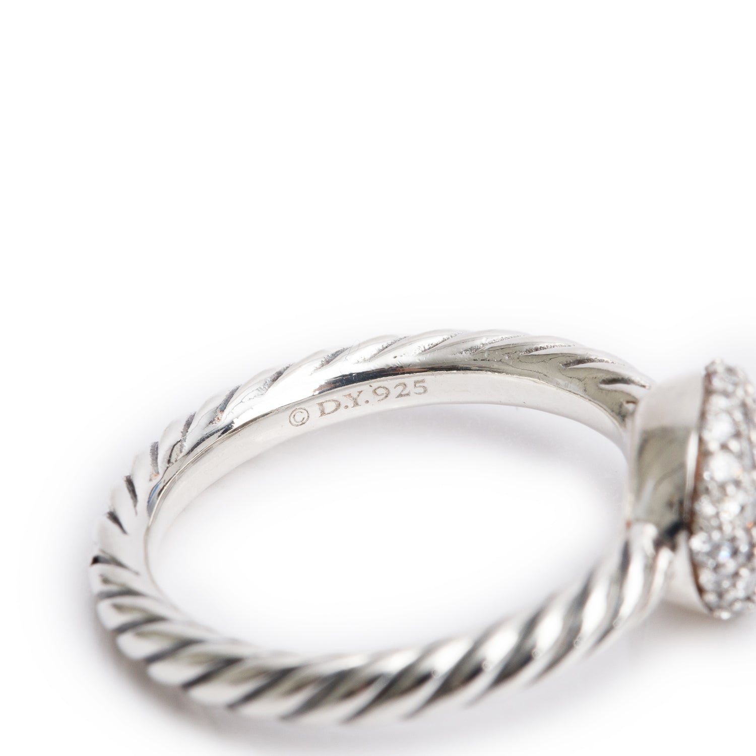 David Yurman Sterling Silver Diamond Petite Cable Ring, Size 4