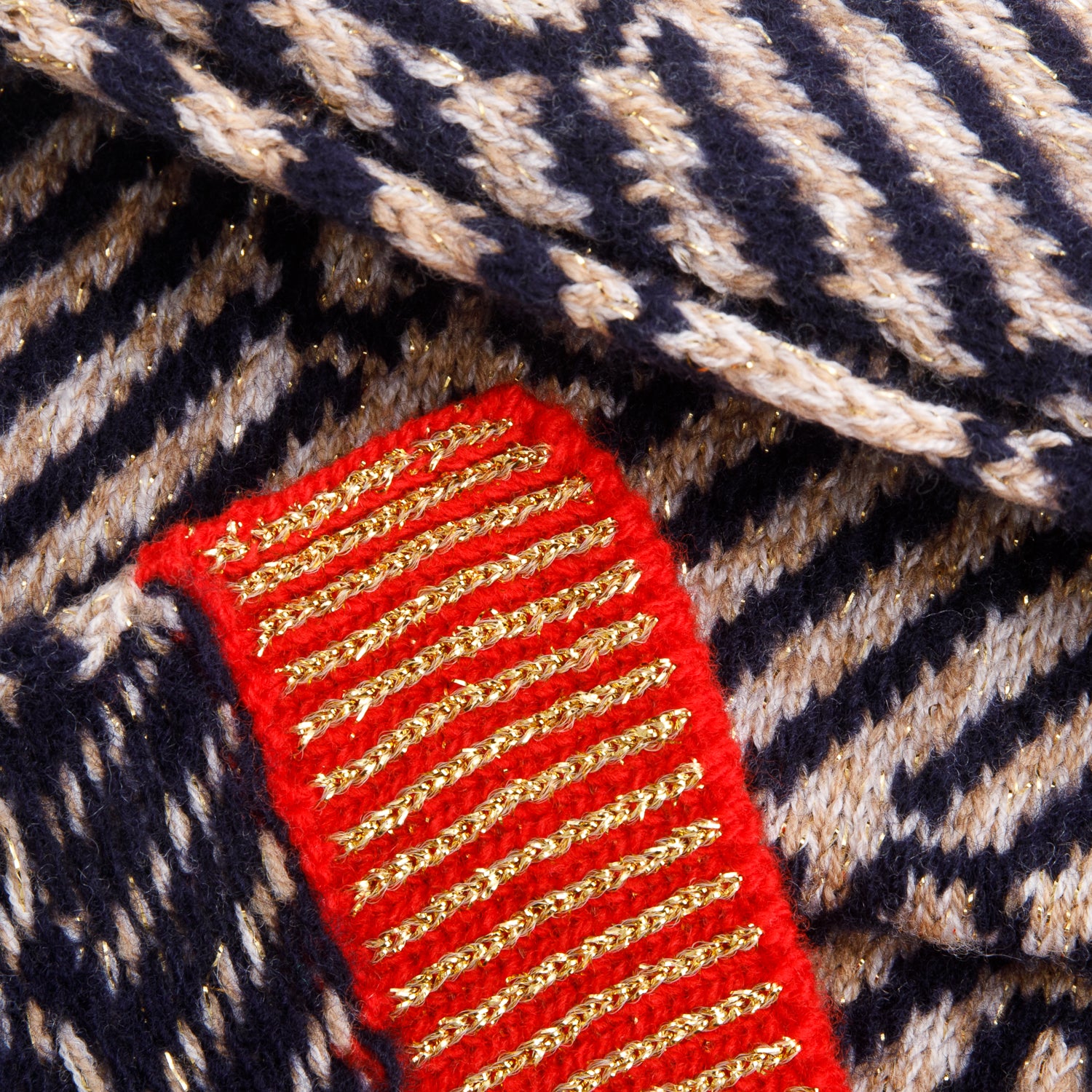 Gucci Navy Gold Wool Monogram GG Scarf w/ Box