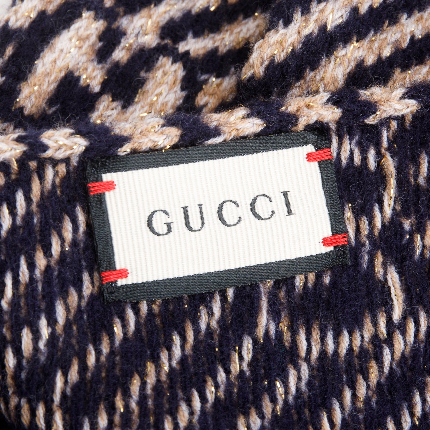 Gucci Navy Gold Wool Monogram GG Scarf w/ Box