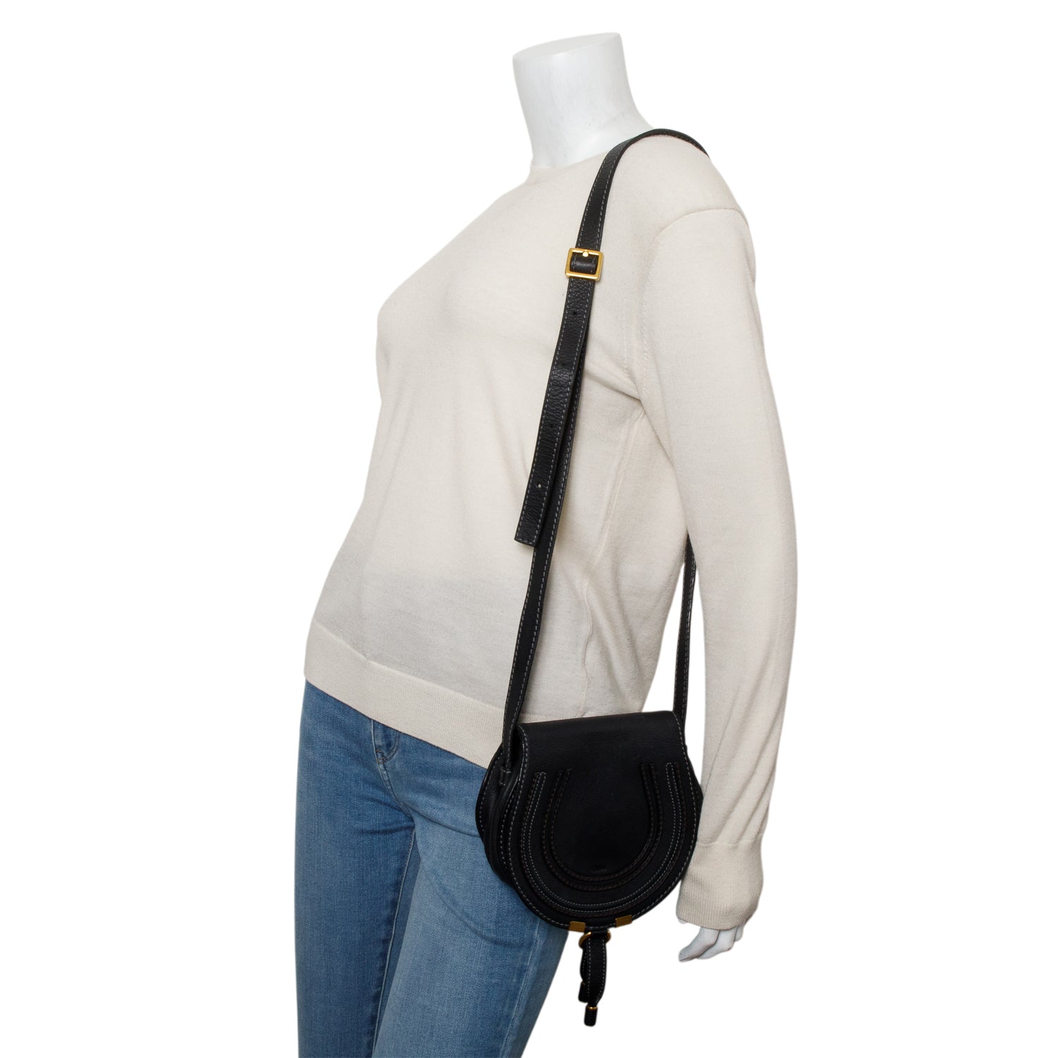 Chloe Black Calfskin Leather Small Marcie Crossbody Bag