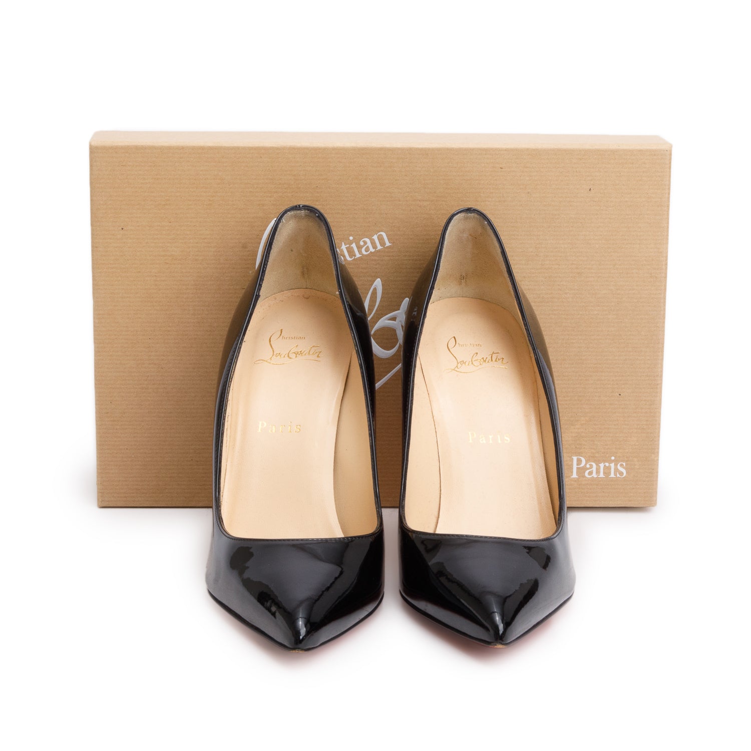 Christian Louboutin Black Patent Leather Pigalle 100, Size 38.5 w/ Box & Receipt