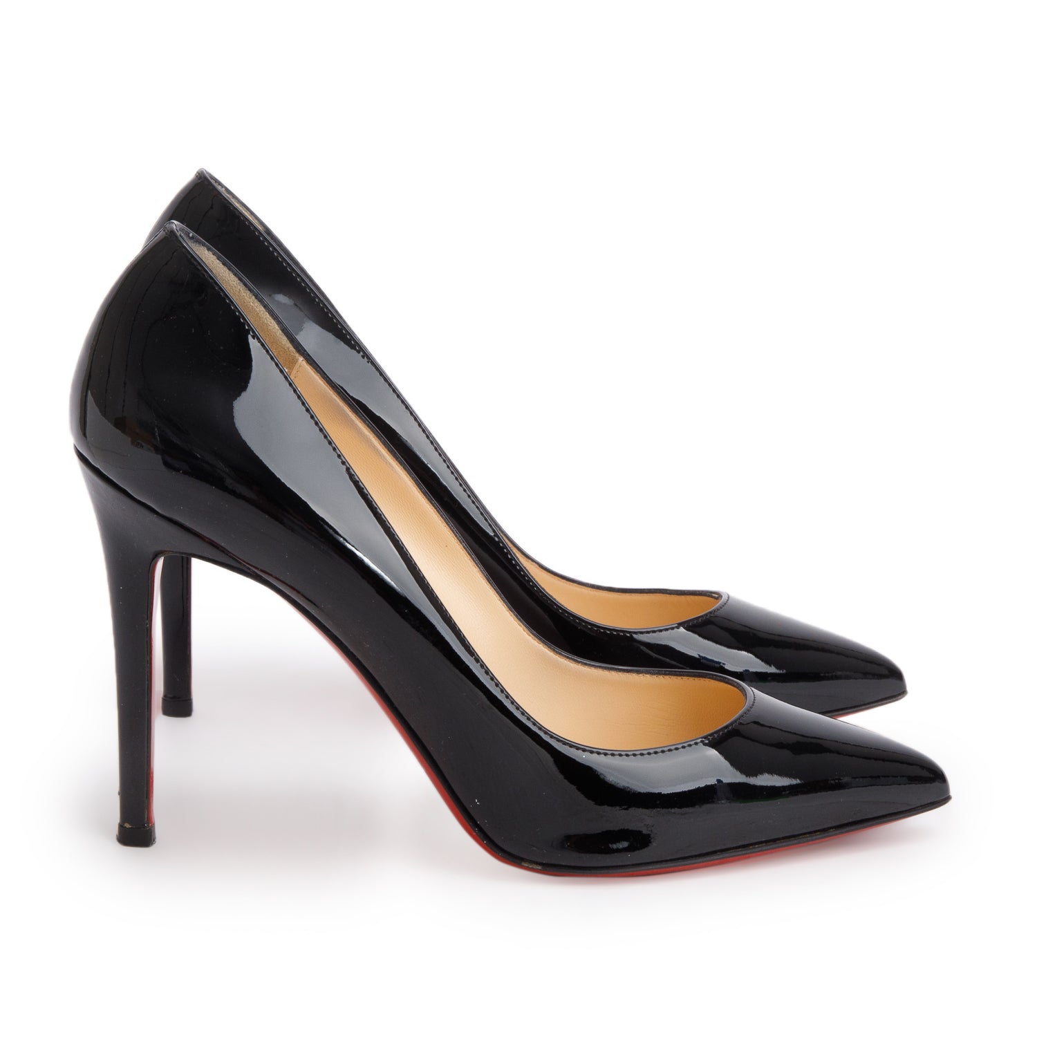 Christian Louboutin Black Patent Leather Pigalle 100, Size 38.5 w/ Box & Receipt