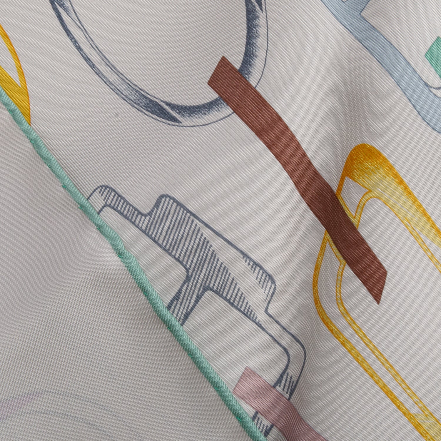 Hermes Grey Multicolor 'Do Re Boucles' Silk Scarf 90 w/ Box