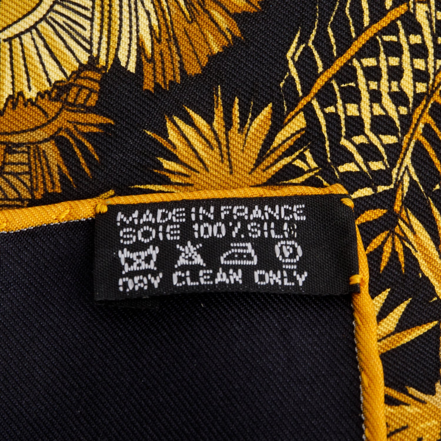 Hermes Black/Yellow 'Jardins D'Hiver' Silk Scarf 90 w/ Box