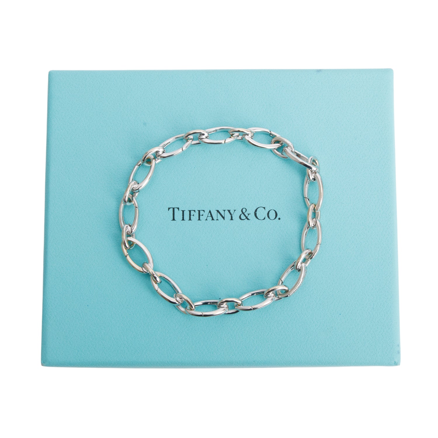 Tiffany & Co. 18k White Gold Clasping Link Bracelet w/ Box