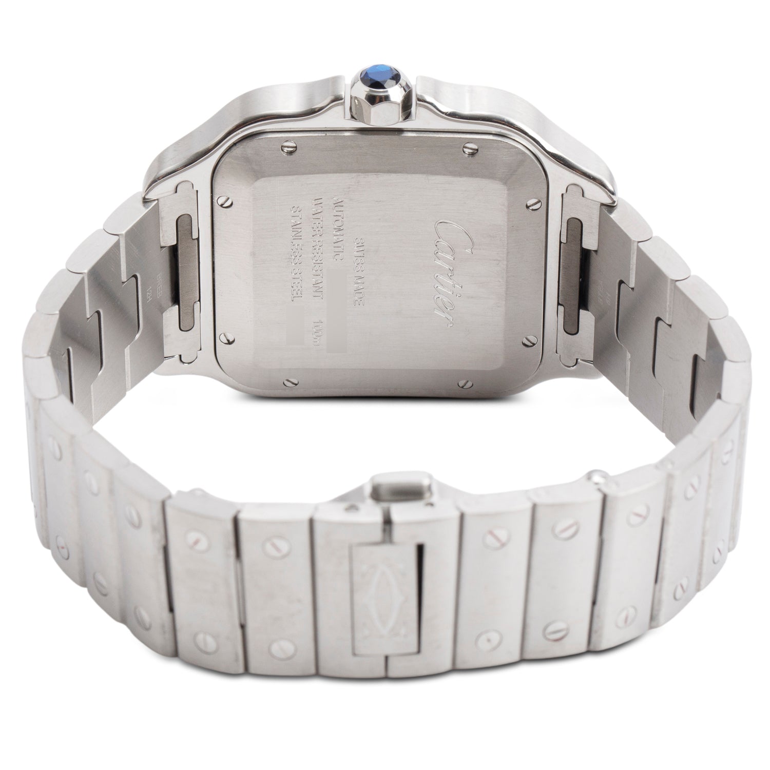 Cartier Stainless Steel Santos de Cartier Automatic Watch, Large Model Blue Dial 4072 w/ Box & Papers