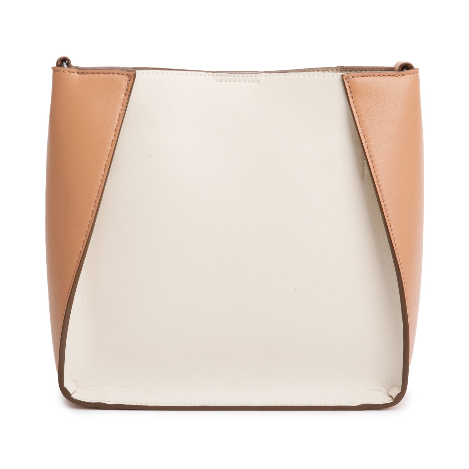 Stella McCartney Brown Cream Eco Alter Nappa Perforated Logo Crossbody Bag