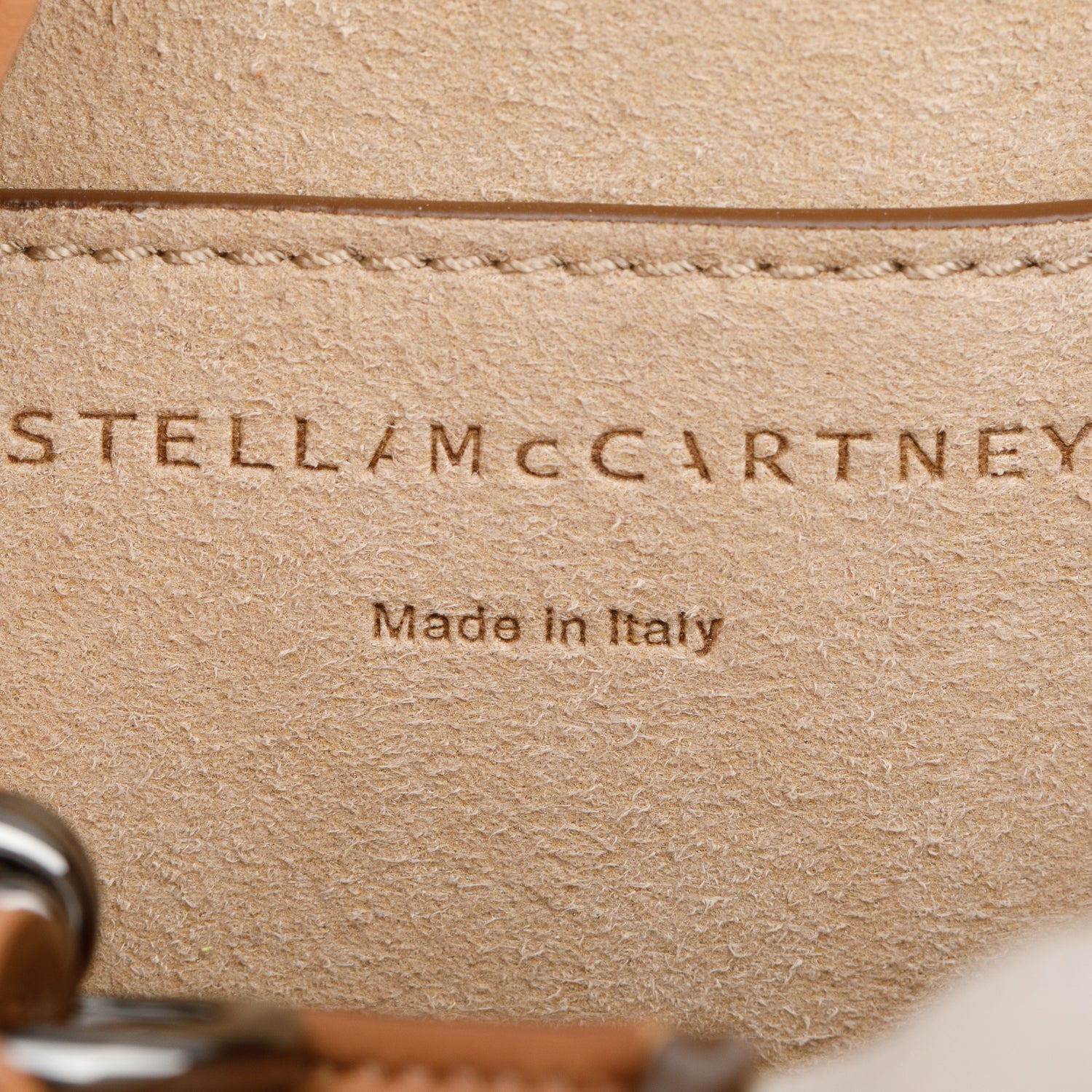 Stella McCartney Brown Cream Eco Alter Nappa Perforated Logo Crossbody Bag