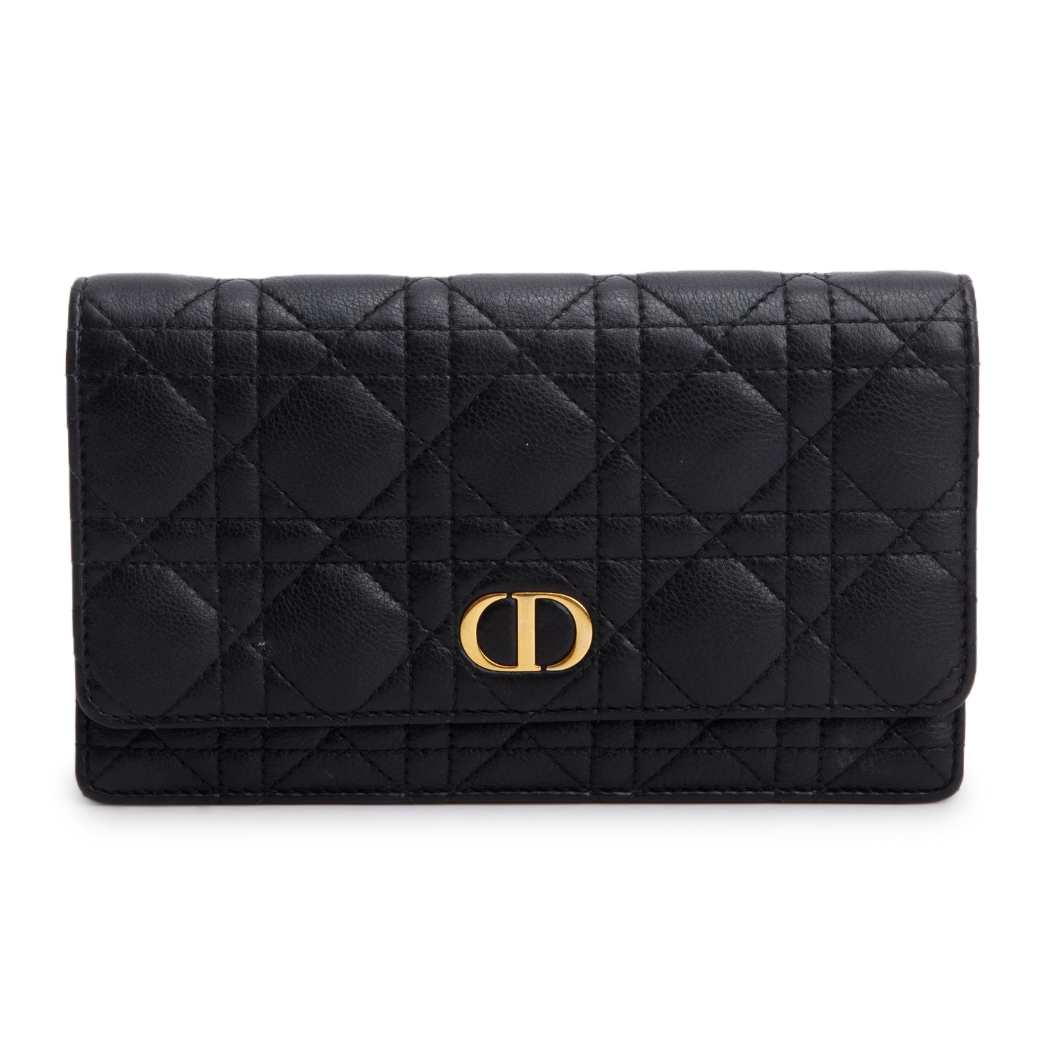 Christian Dior 2022 Black Supple Calfskin Caro Pouch w/ Chain