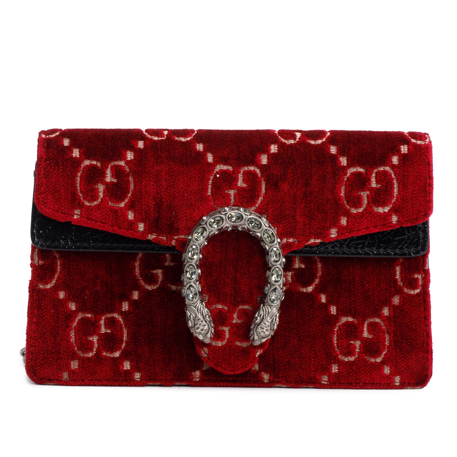 Gucci Red GG Embossed Velvet Dionysus Super Mini Bag