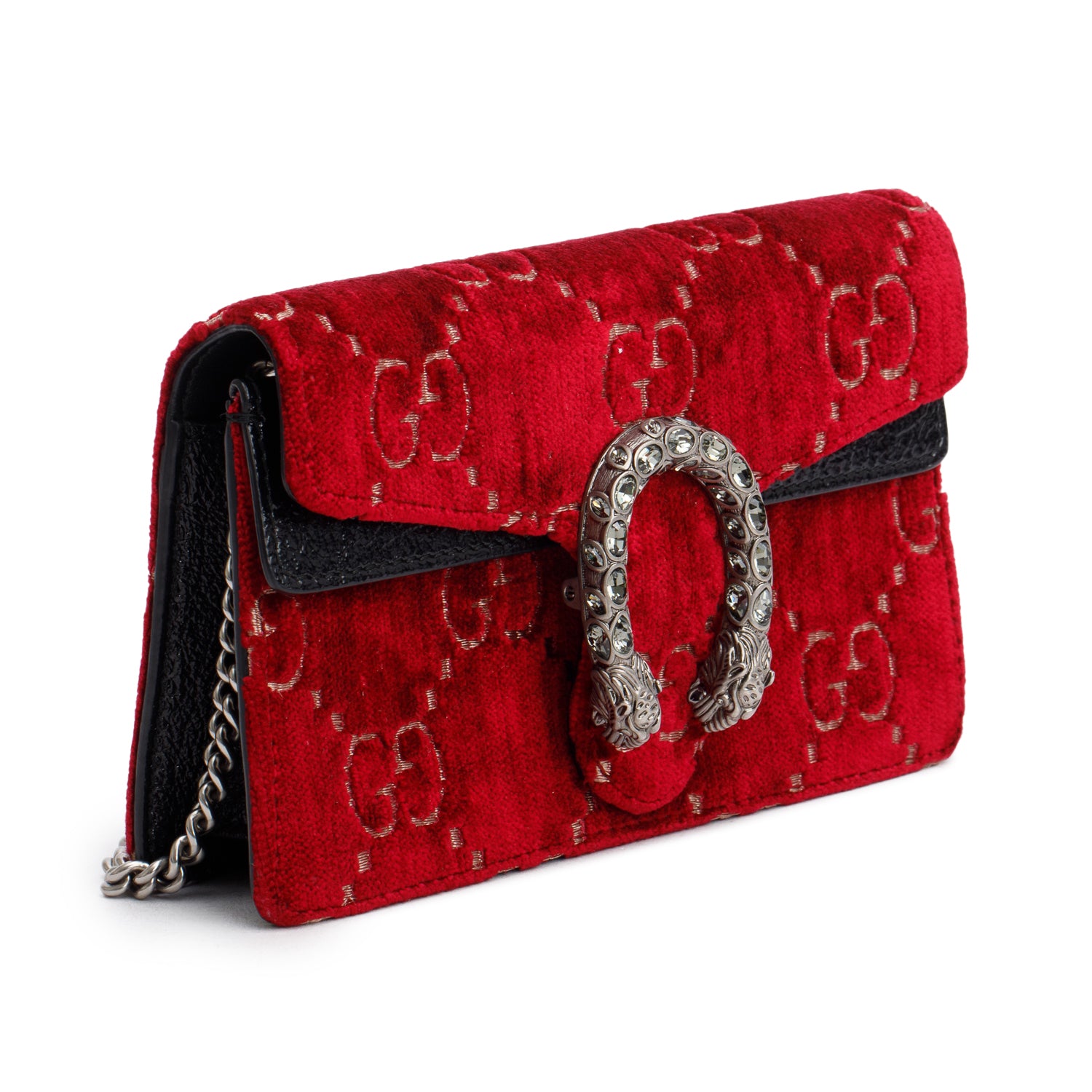 Gucci Red GG Embossed Velvet Dionysus Super Mini Bag