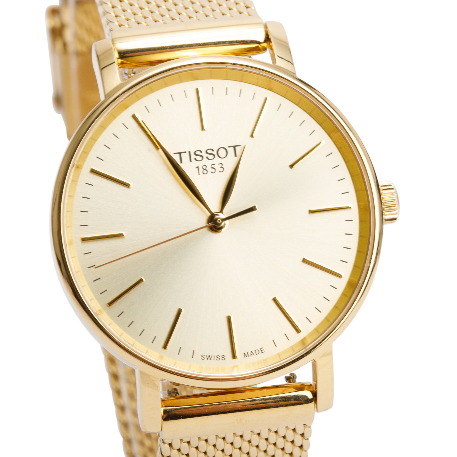 Tissot 2023 Gold Plated Stainless Steel Everytime Swissmatic 34 MM Quartz Watch w/ Box & Papers