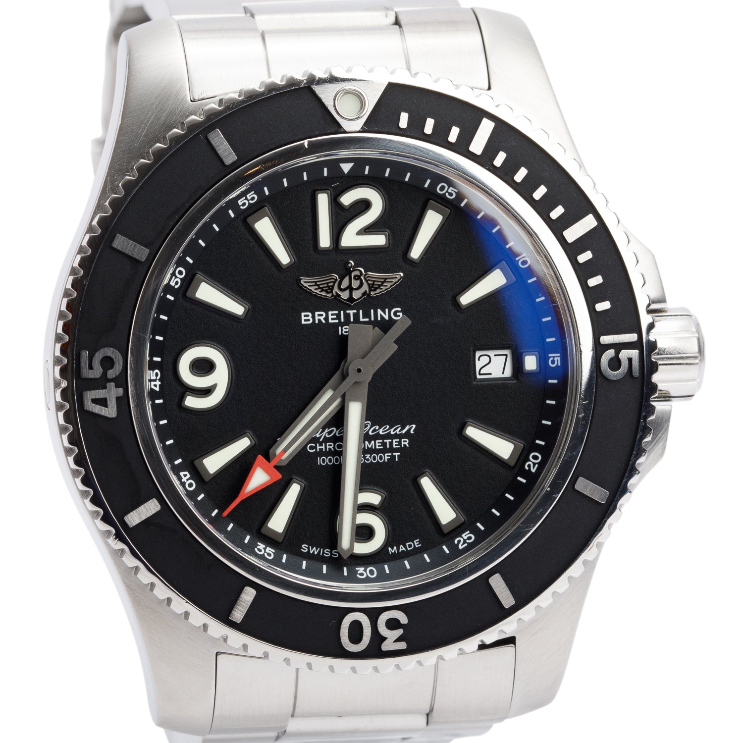 Breitling Stainless Steel Superocean 44 MM Automatic Watch Black Dial A17367