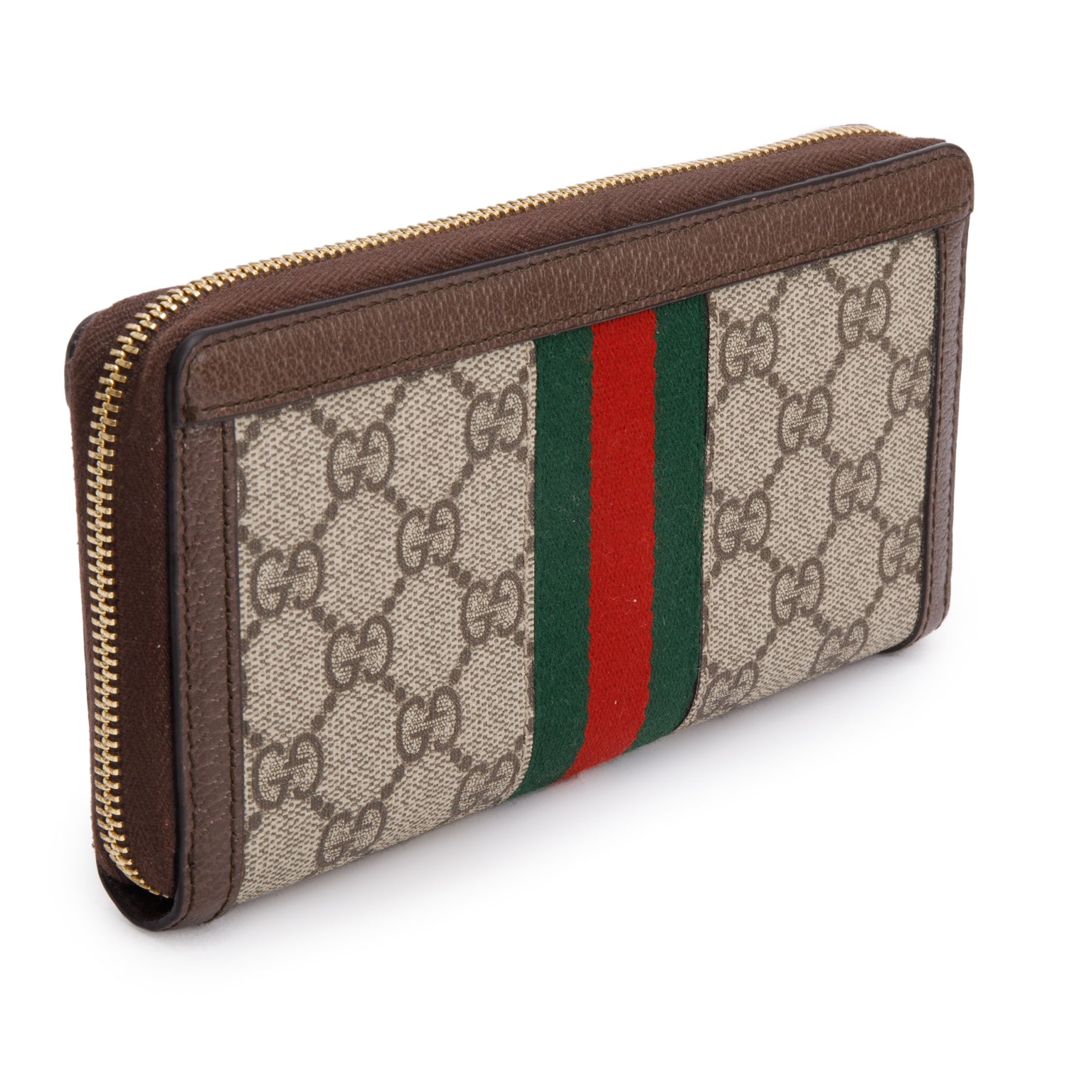 Gucci GG Supreme Web Ophidia Zip Around Wallet